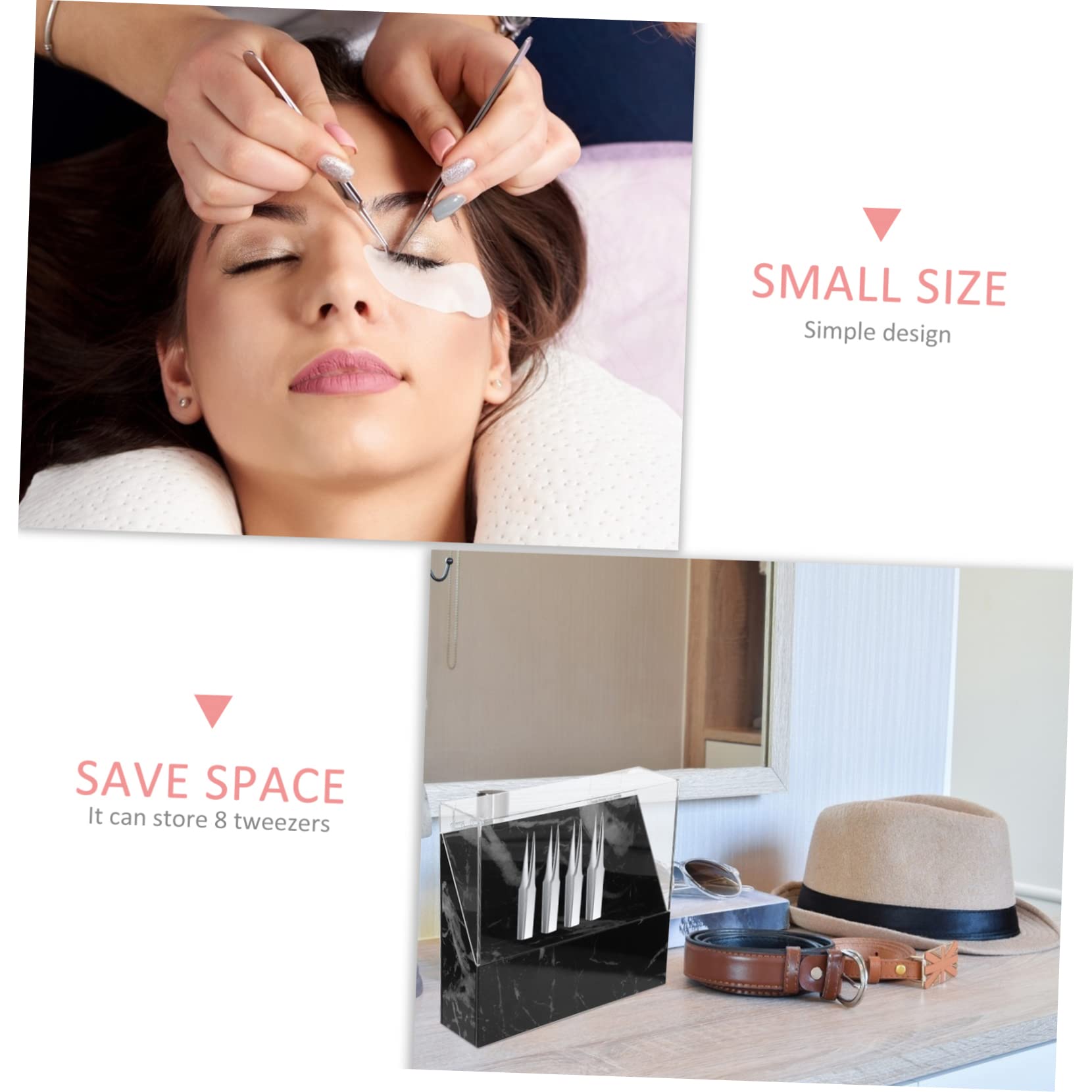 Professional 8-Piece Lash Extension Tweezer Stand with Acrylic Base & Cover - Perfect for Eyelash Extension Salon, Beauty Studio & Home Use