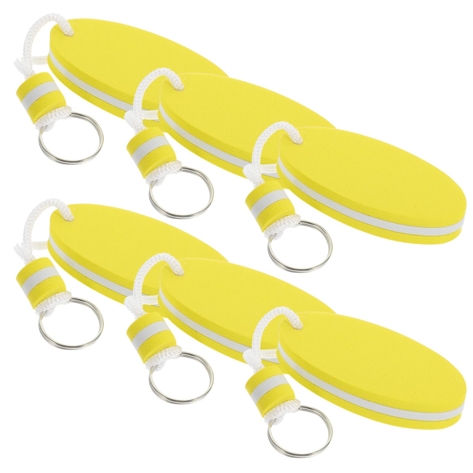 12 Pack BIUDECO Floating Keychain for Fishing - Waterproof EVA Foam Oval Key Float Holder (Yellow) - Perfect for Boating, Swimming & Outdoor Water Activities