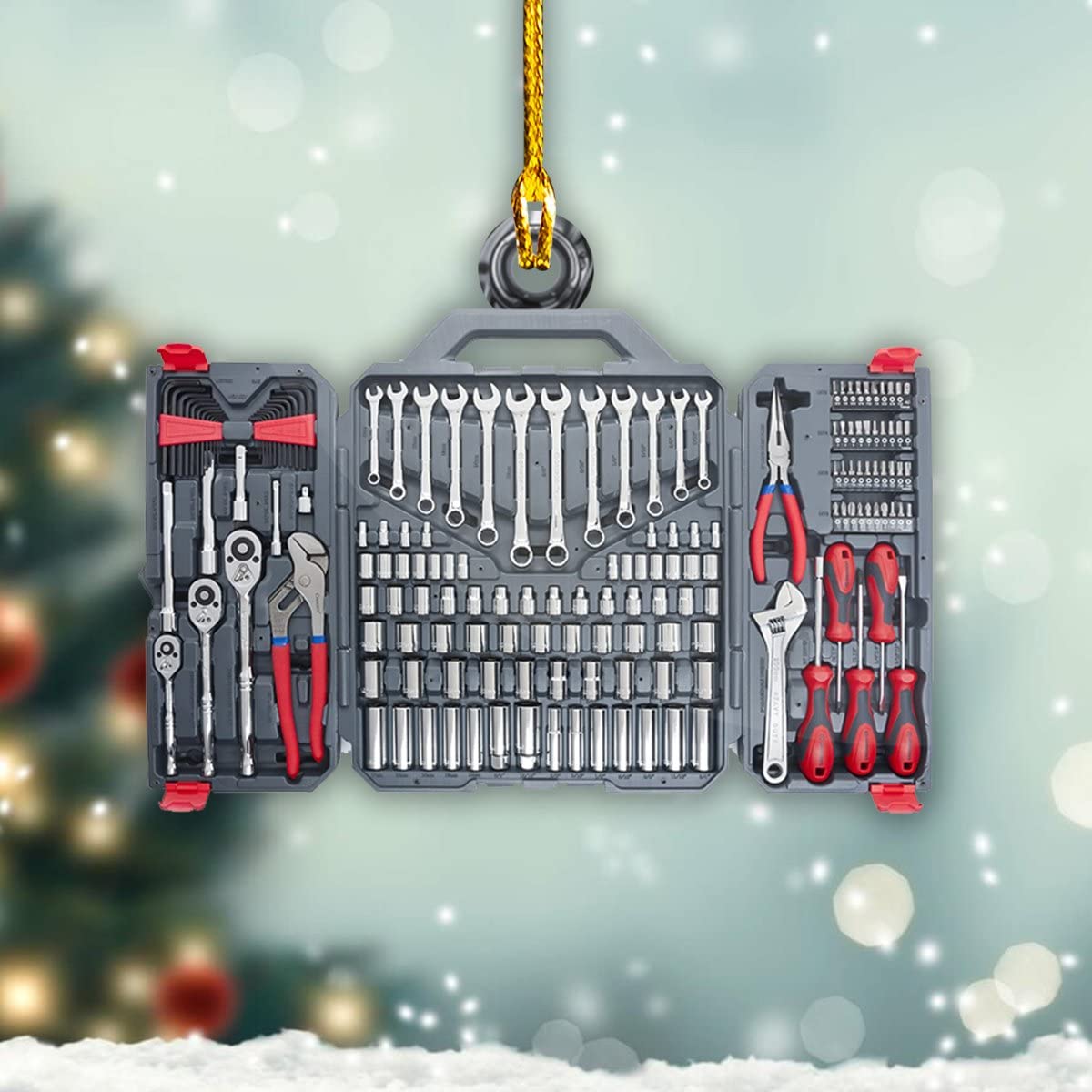 Auto Repair Mechanic Wrench Set Ornament - Funny Christmas & New Year Hanging Decor for Home, Car Enthusiasts & DIY Lovers (White) - Perfect for Tree Decorations, Gift Exchanges & Automotive-Themed Parties