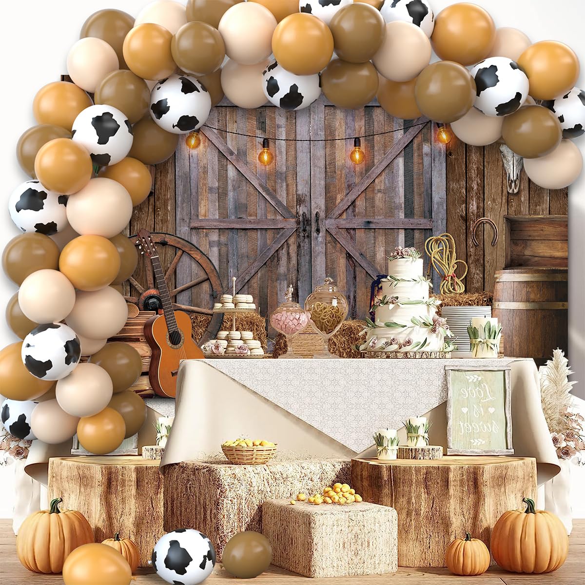 Western Cowboy Party Decorations Kit - 50pcs Cowboy Balloons, 1x Western Backdrop Banner & Balloon Arch for Rodeo, Country Themed Birthday - Perfect for Wild West Parties, Cowboy Baby Showers, and Western Theme Events