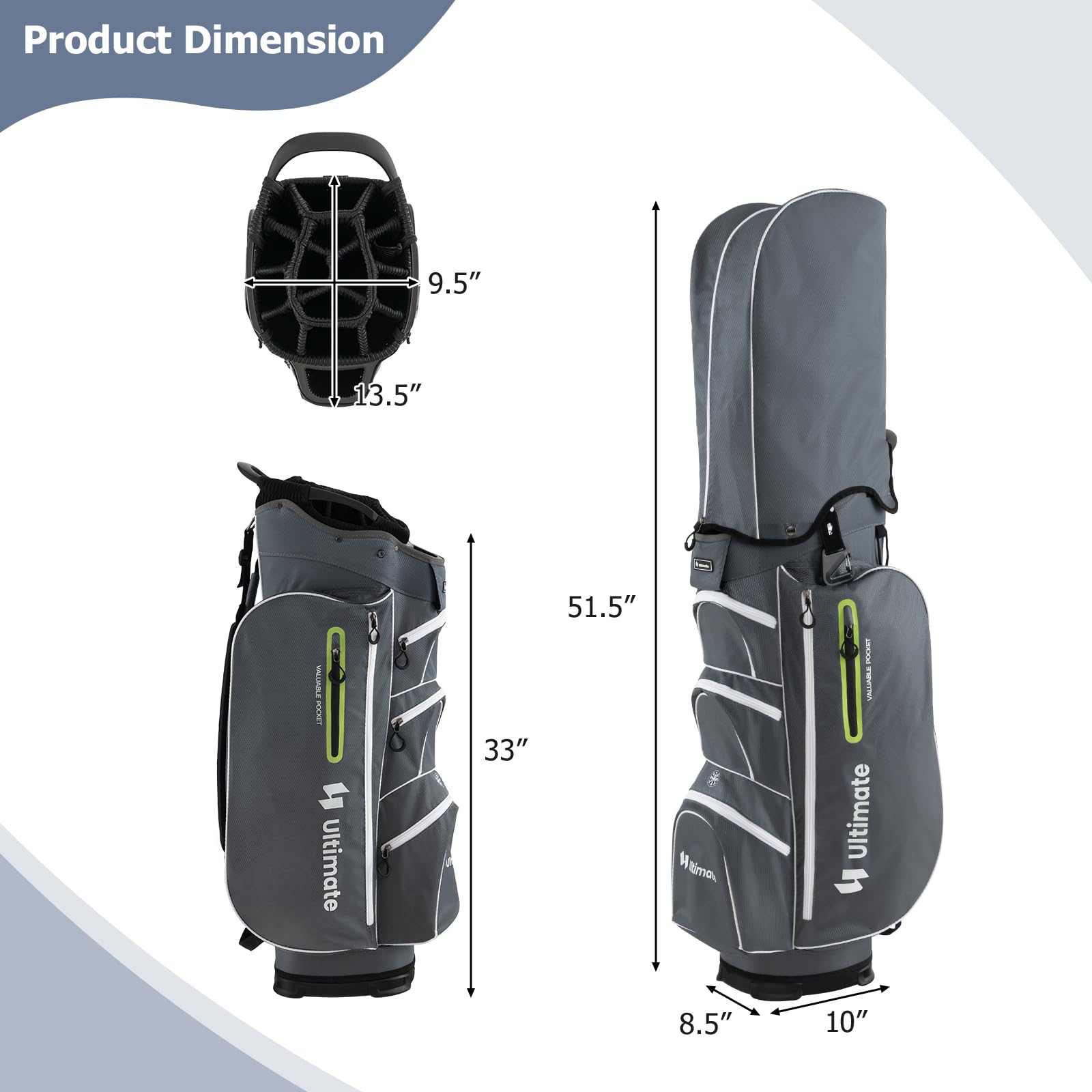 **Tangkula 15-Way Top Divider Lightweight Golf Cart Bag - Individual Putter Well, 7 Pockets, Cooler Bag, Shoulder Strap & Rain Hood - Portable Golf Carry Bag for Men & Women - Perfect for Golf Courses, Driving Ranges & Travel**