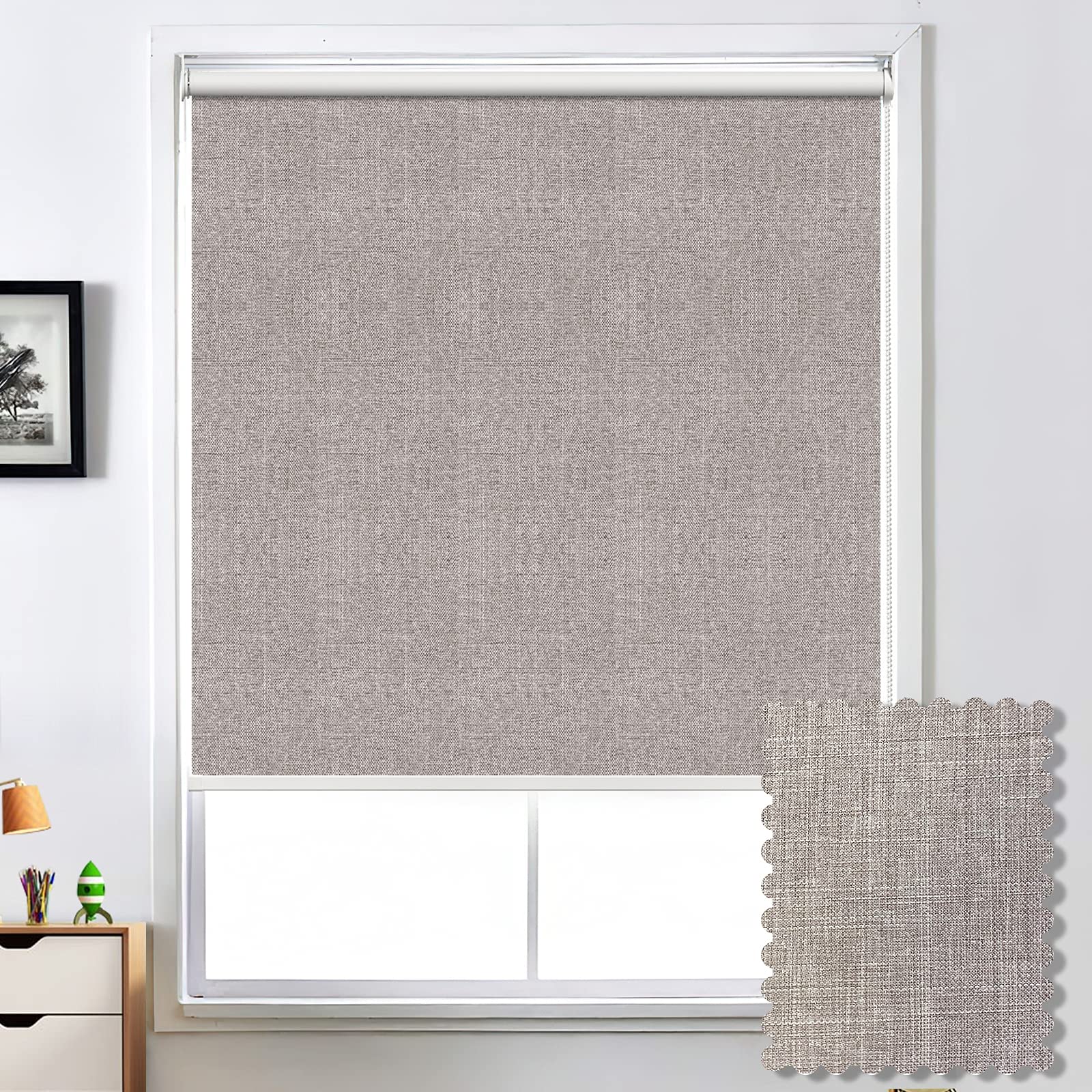 Blackout Roller Shades - Thermal Insulated Window Blinds with UV Protection | Total Blackout Fabric for Home, Office, Bedroom & Nursery | Easy to Install & Custom Size | Perfect for Light-Sensitive Sleepers & Home Theater Rooms