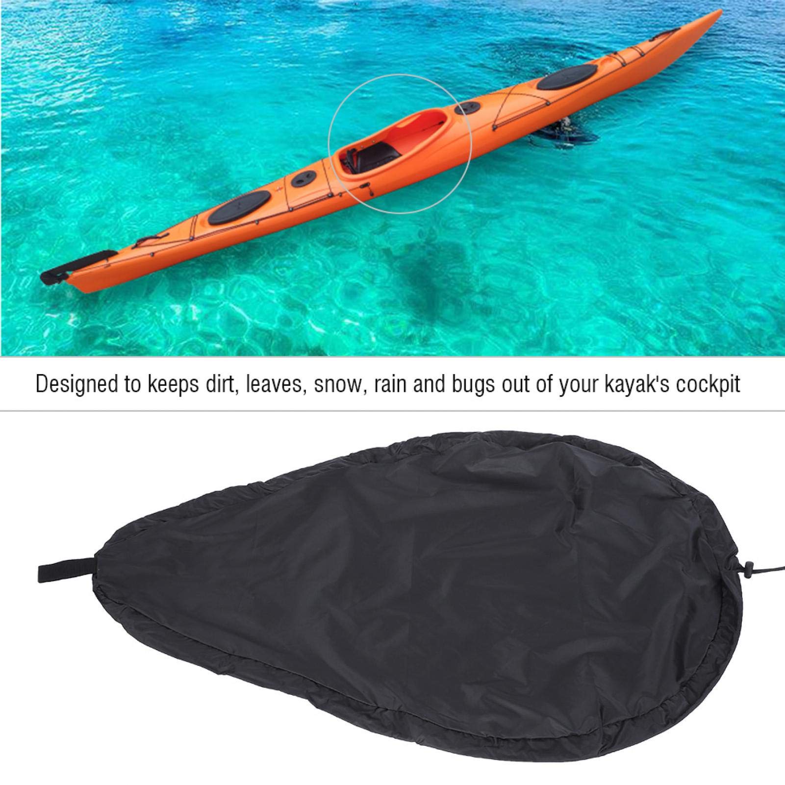 Universal Waterproof Kayak Cockpit Cover - UV50+ Sun Protection, Adjustable Canoe Seal for Outdoor Storage, Blocks Cockpit Holes (Large, Black) - Ideal for Ocean, Lake & River Kayaking