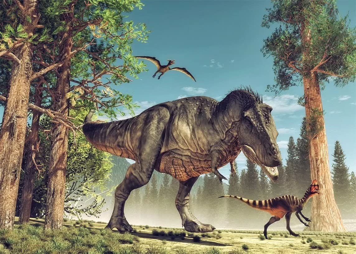 BELECO 8x6ft Dinosaur Jungle Backdrop - Premium Fabric Photography Background for Dinosaur Park Theme, Safari Animal Decor - Perfect for Baby Showers, Kids Birthday Parties, Cake Tables & Studio Props | Great for Themed Events & Photo Booths