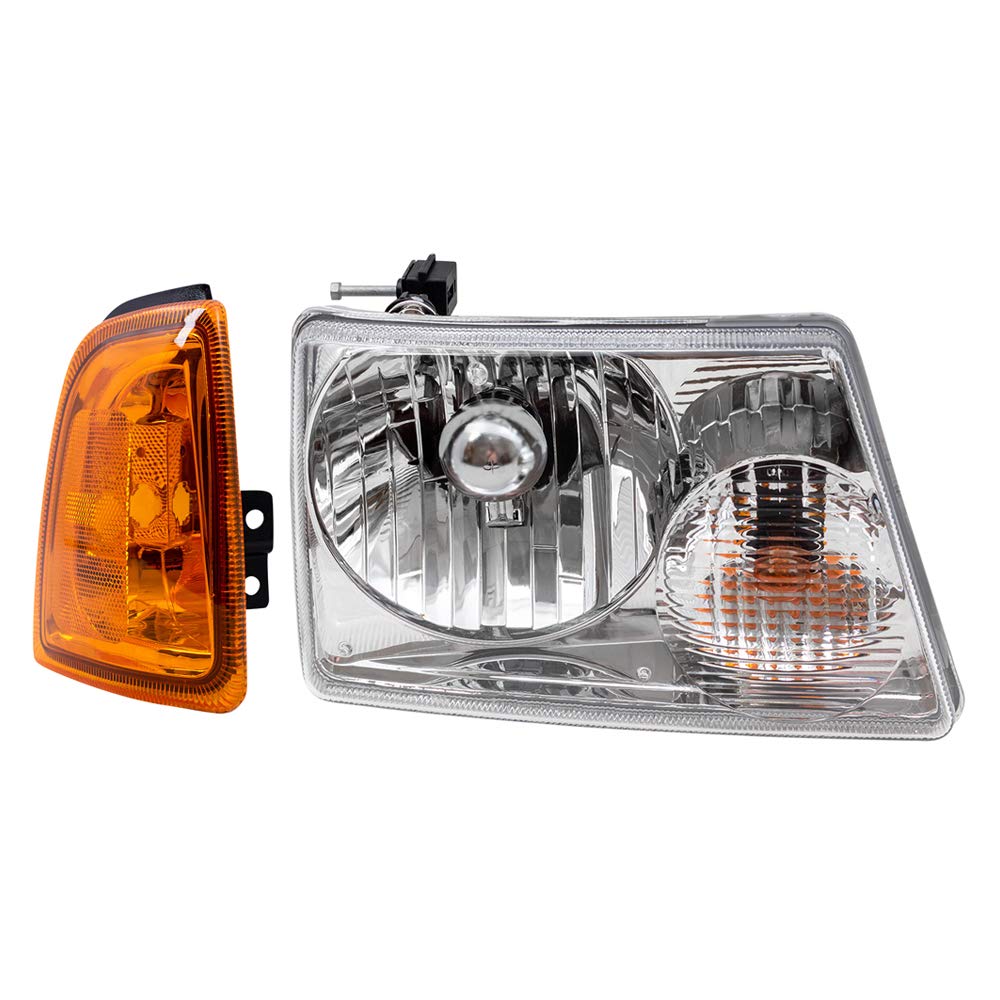 Brock Replacement Headlights with Park Signals for 2001-2005 Ford Ranger Pickup Truck - Complete Headlight Assembly with Parking Lights - Perfect for Night Driving & Off-Road Adventures