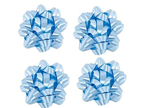 Light Blue Satin Gift Wrap Bows - 4 Inch Christmas Ribbon Bows (12 Pack) - Perfect for Holiday Gift Wrapping, Party Decorations & Wedding Favors