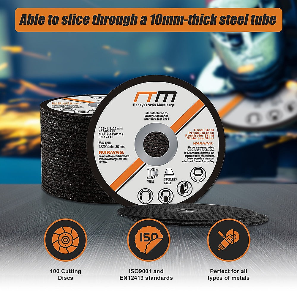 125mm 5-Inch Cutting Disc Wheel for Angle Grinder - 100 Pack | Metal & Concrete Cutting | Perfect for DIY Projects, Construction, and Metalworking