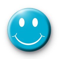 Blue Retro Smile Face Pinback Button - 1.25