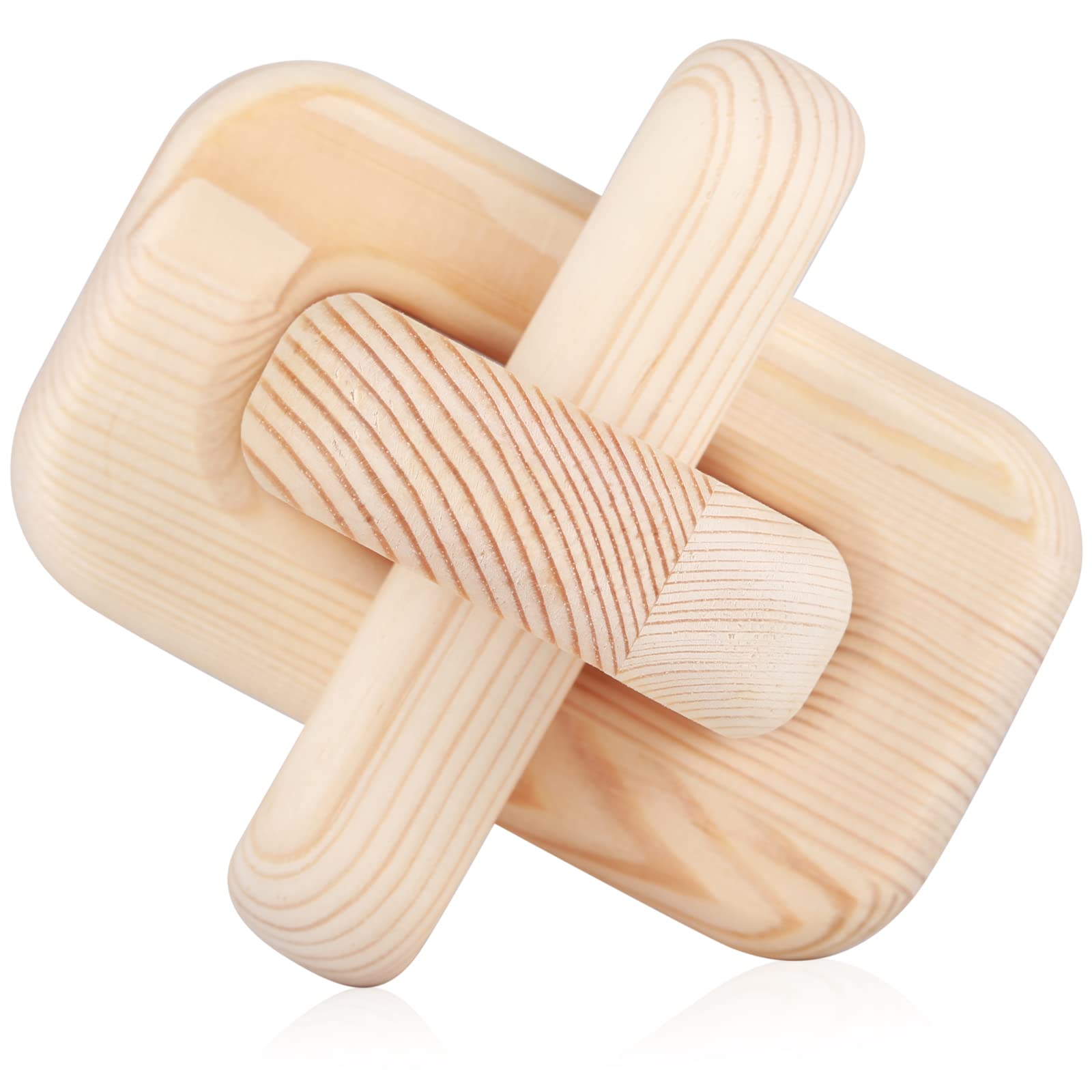 Hand Carved Wood Knot Decor - 3-Link Boho Wood Chain Link with Natural Beads for Home & Cafe Decor | Perfect for Bedroom, Living Room & Coffee Shop Wall Art (Wood Color)