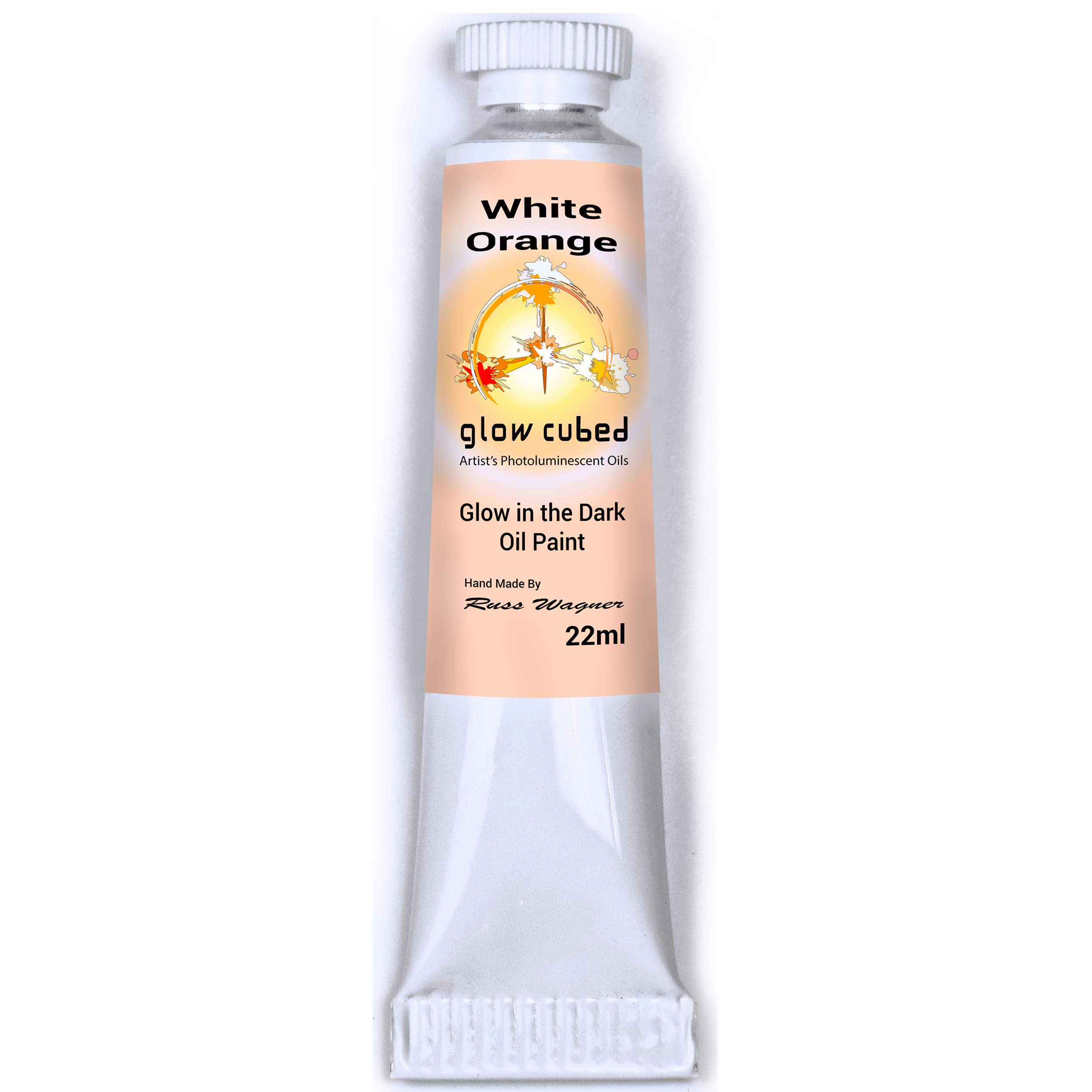 Glow in The Dark Professional Oil Paint - Luminescent Phosphorescent Self-Luminous Artist Paint (White Orange, 22 ml) for Night Painting, DIY Crafts, and Home Decor