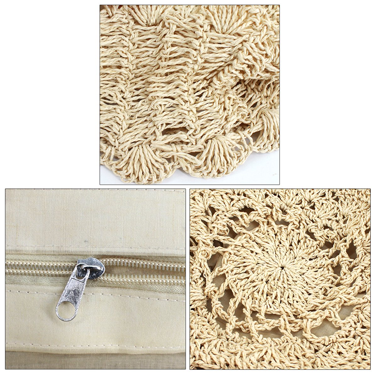 CLARA Women's Large Round Straw Beach Bag - Woven Shoulder Tote Handbag Purse for Summer - Perfect for Beach Vacations, Picnics, and Outdoor Adventures