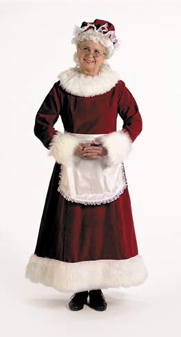 Halco Velvet Mrs. Claus Costume Size 12-14 Burgundy Red - Professional Christmas Wife Outfit with Santa Guide - Perfect for Holiday Parties, Themed Events & Family Photos