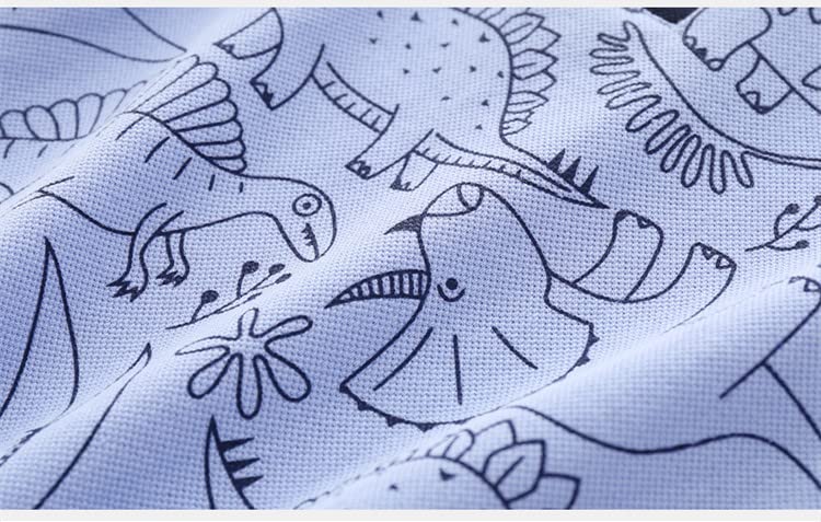 Meufam Baby Boys' Dinosaur Striped Short Sleeve Polo Shirt - Toddler Summer Collared Pique T-Shirt for Playdates, Preschool & Outdoor Activities