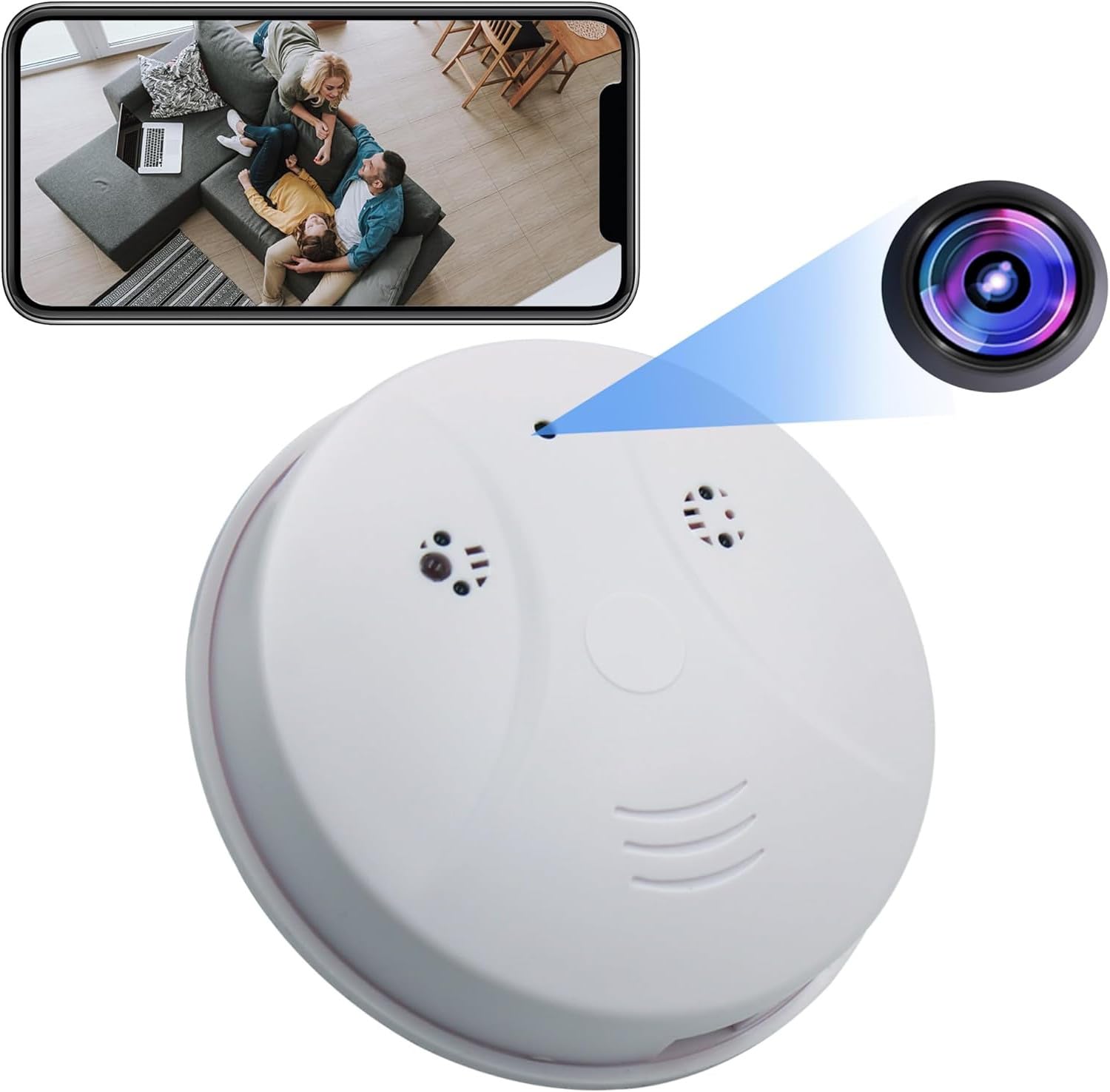 Hidden Smoke Detector Camera - 1080P HD WiFi Wireless Mini Spy Camera with Night Vision & Motion Detection for Home Security | Indoor Surveillance for Baby Monitor, Nanny Cam, Office Safety