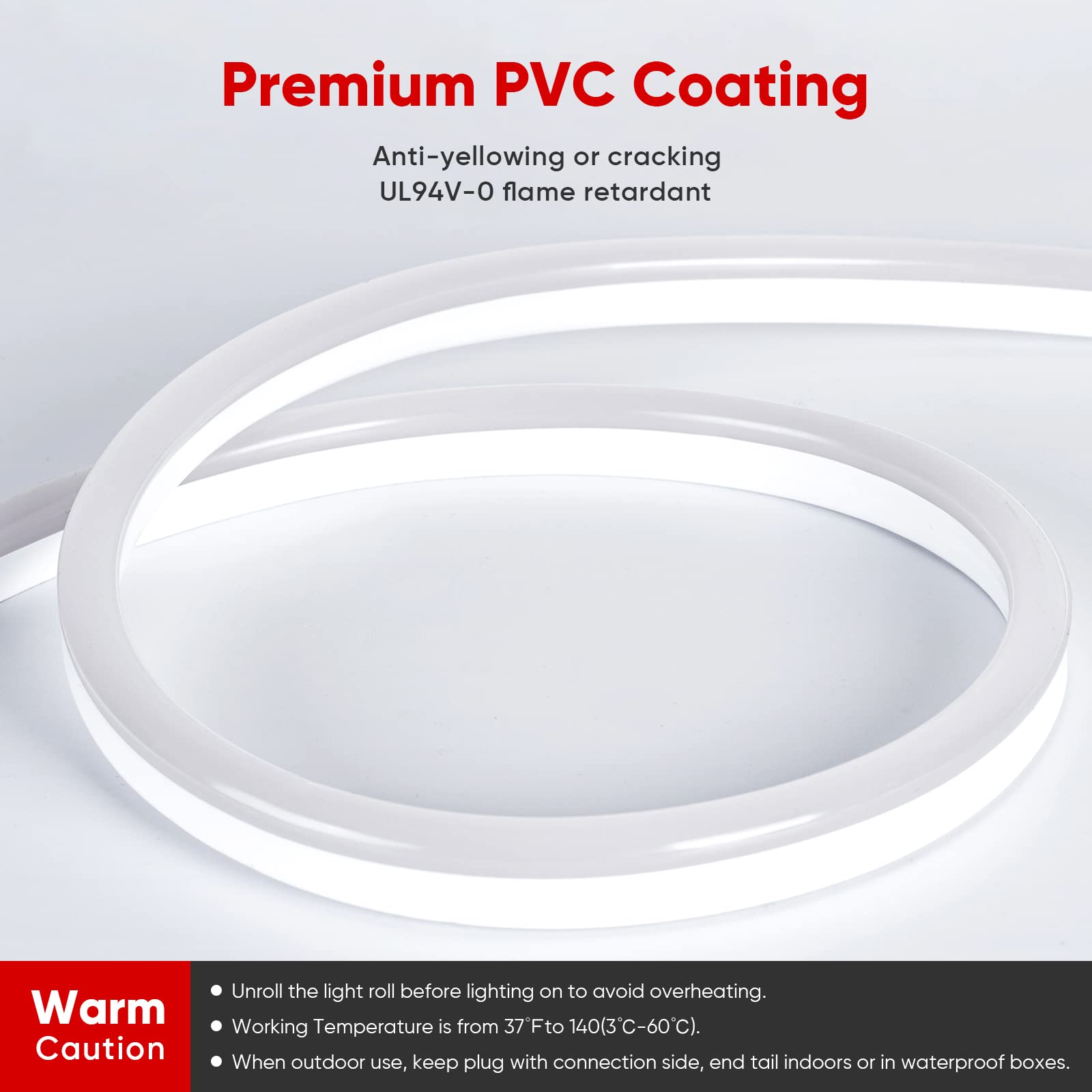 Shine Decor LED Neon Rope Lights AC 120V - ETL Certified 120LEDs/M Flexible Dotless Strip Lighting - Custom Cuttable IP65 Waterproof Indoor Outdoor Use - 6500K Cool White 50FT - Perfect for Bedroom Decor, Wedding Lighting, Bar Signs & Outdoor Patio Illumination