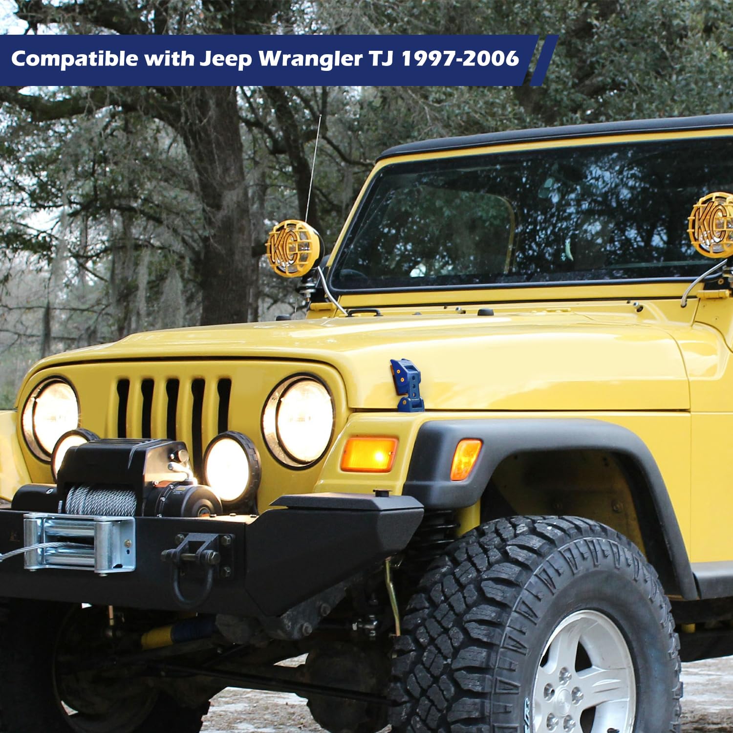 RT-TCZ Hood Latches Catch Kit for Jeep Wrangler TJ 1997-2006 - Blue Exterior Accessories (2-Piece, 3-Hole Design) | Durable Off-Road Upgrade for Jeep Enthusiasts | Perfect for Trail Riding & Adventure Travel