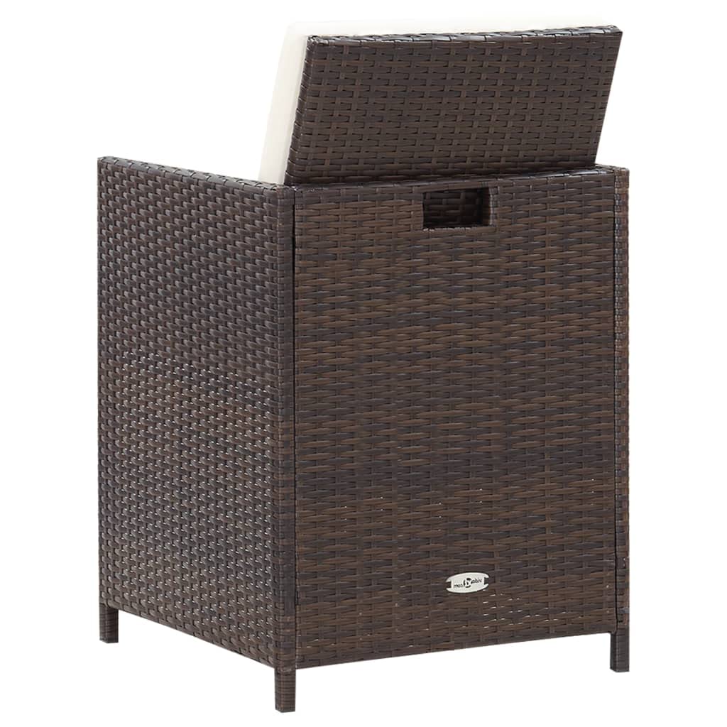 13-Piece vidaXL Patio Furniture Set - Brown Poly Rattan Outdoor Dining Table & Chairs with Cushions & Stool for Garden, Balcony, Porch | Perfect for Backyard BBQs, Poolside Relaxation & Al Fresco Dining