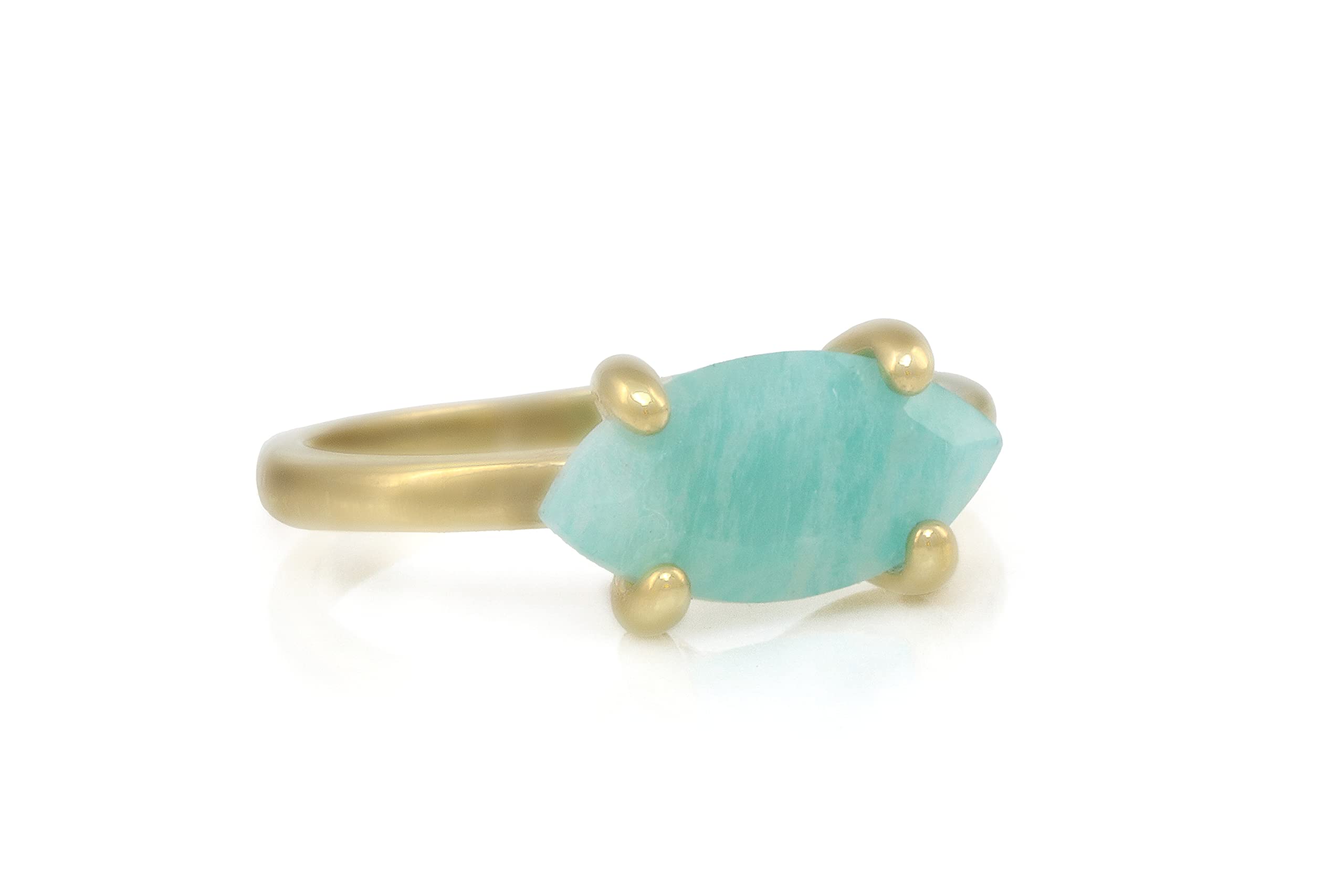 Amazonite Solitaire Ring for Women - Handmade Gold Engagement, Wedding & Promise Ring - Customizable Jewelry with Gift Box - Perfect for Anniversaries, Proposals & Special Occasions