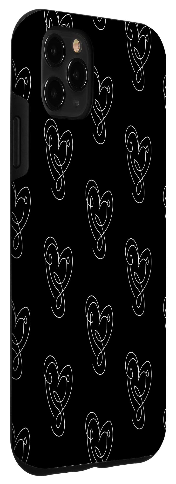 iPhone 11 Pro Max Case - Abstract Heart Art Design, White Contour Artistic Love Phone Cover for Women & Men | Perfect Gift for Valentine's Day, Anniversary & Couples