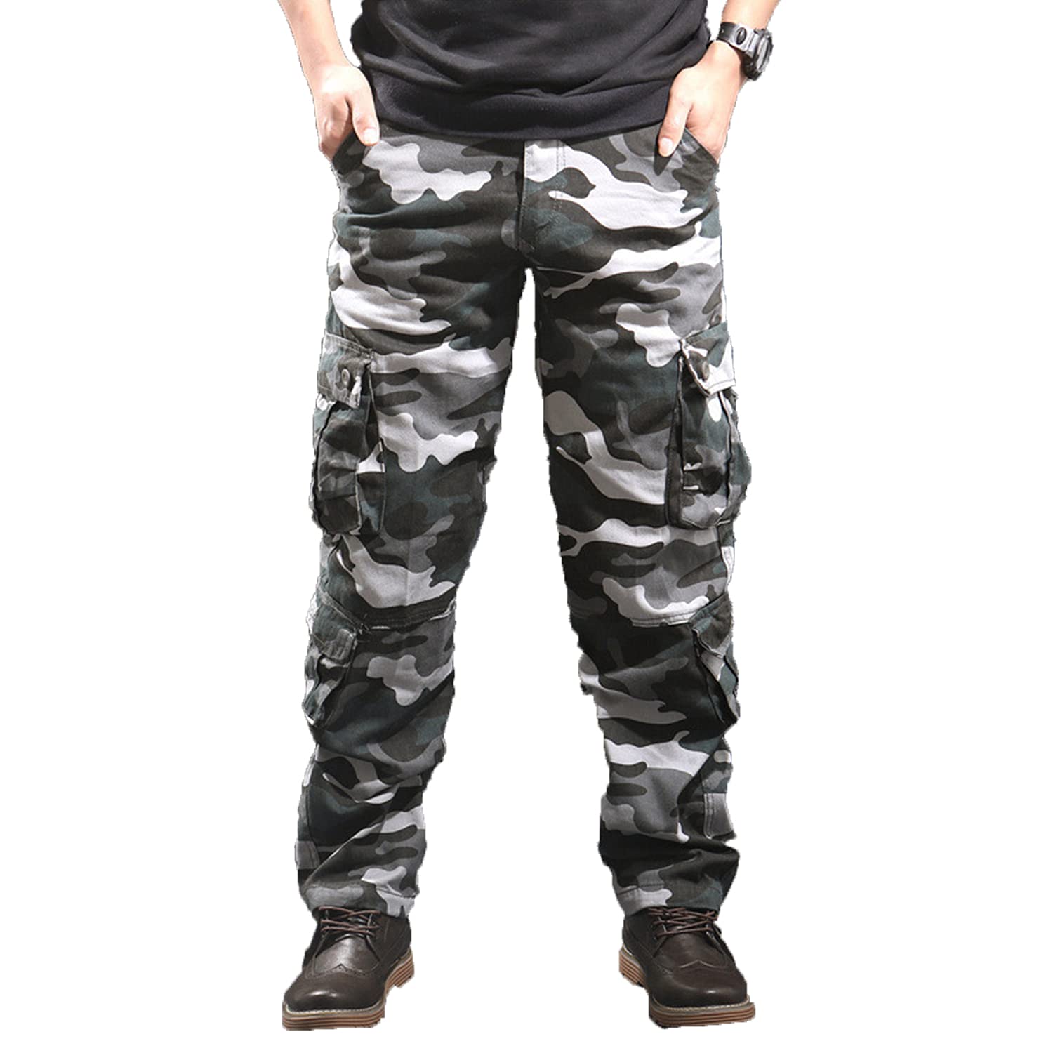 Men's Cargo Pants with Multi-Pockets - Military Camouflage Tactical Workout Sweatpants for Hiking, Combat & Outdoor Activities | Comfortable Casual Work Trousers for Men
