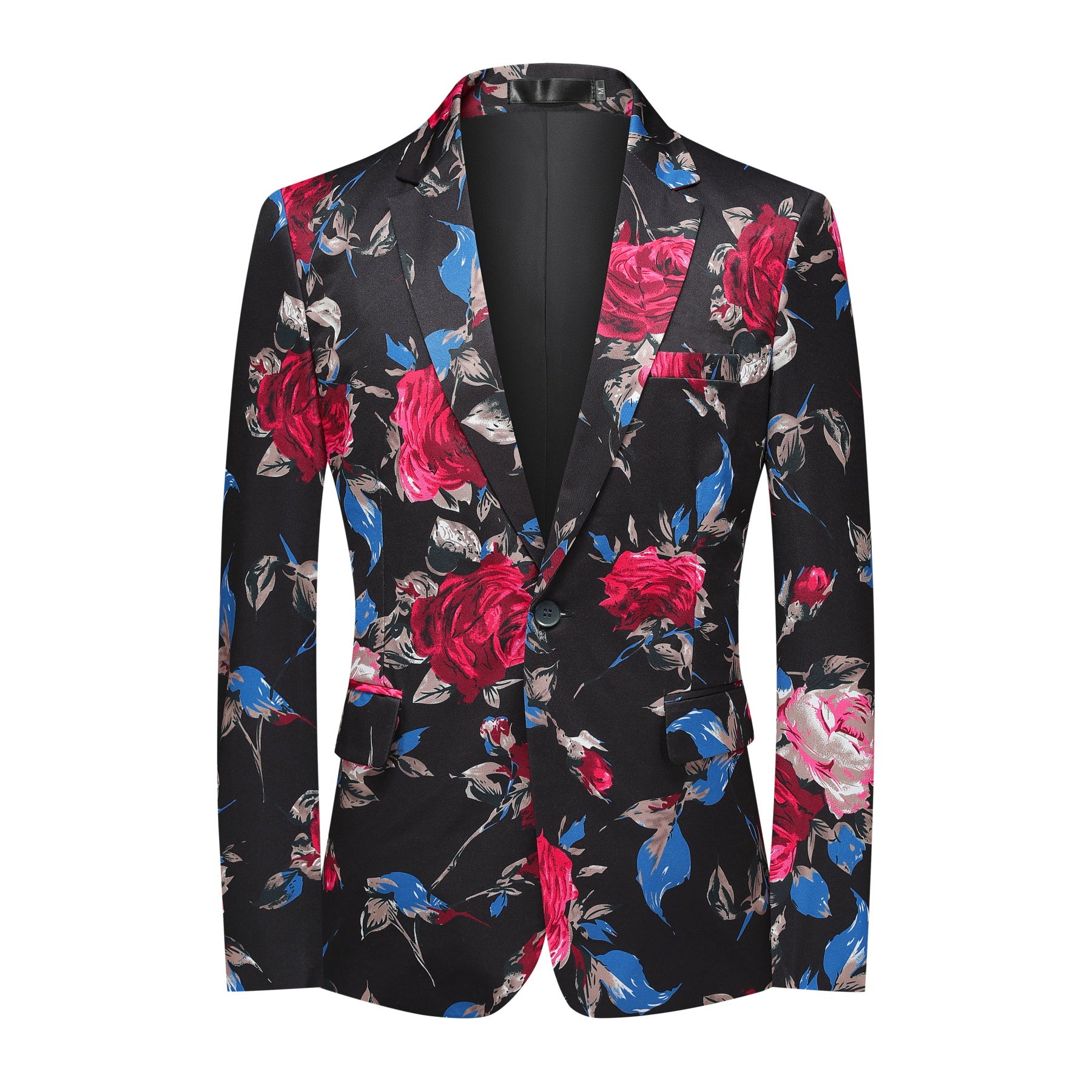Men's Red Floral Print Single Breasted Blazer Jacket - Slim Fit Formal & Casual Wear for Weddings, Parties & Office