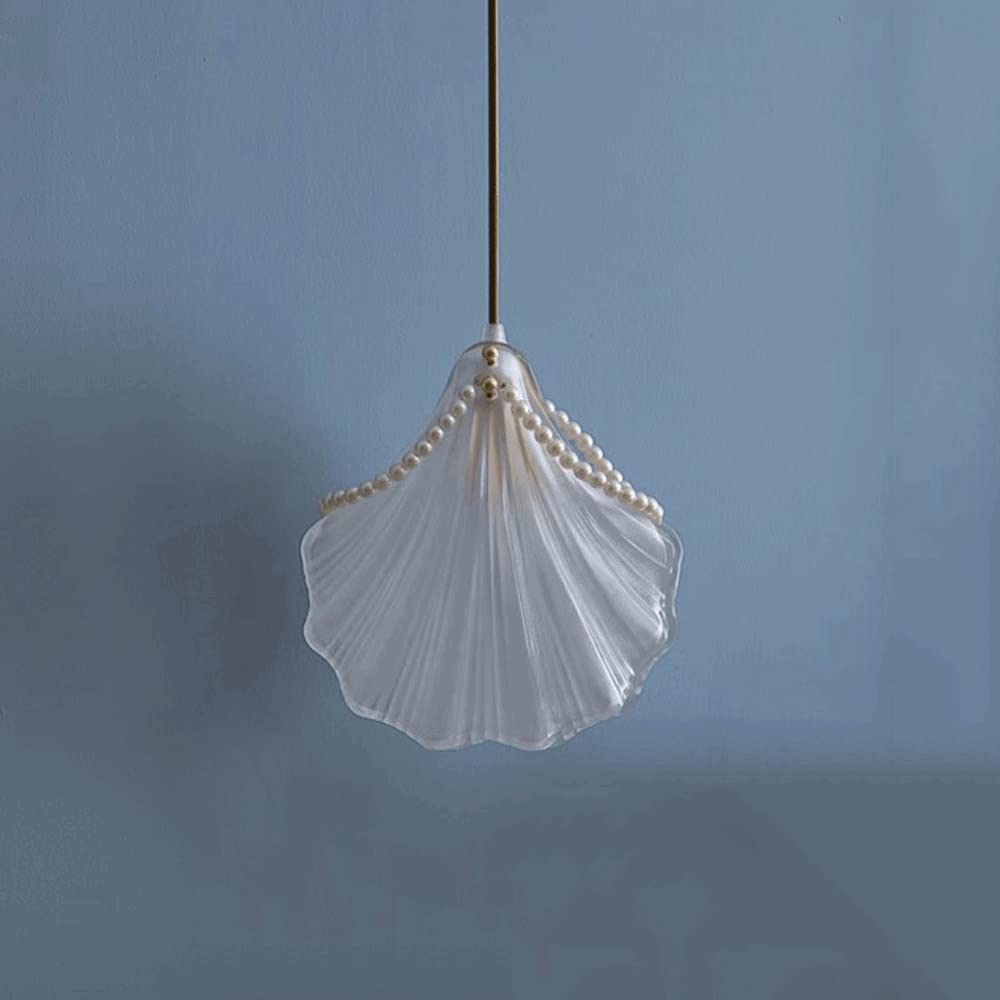 French Style Adjustable Pearl Pendant Lamp - E14 Base Metal & Glass Hanging Light for Bedroom, Living Room, Dining Room | Vintage Home Decor, Ceiling Lighting Fixture for Bedside, Hallway & Interior Design
