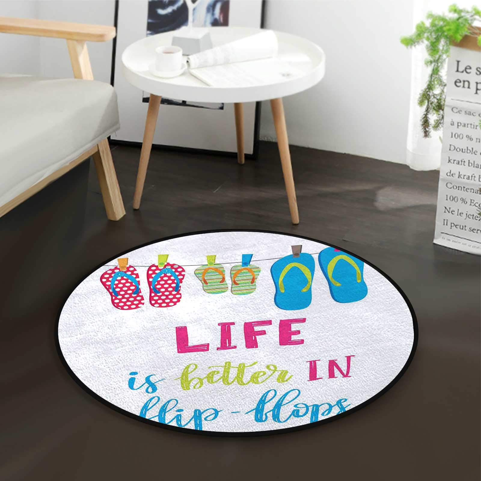 Swivel Office Chair Mat for Hardwood Floors - 4 ft Round Non-Slip Flip Flop Design Carpet Protector for Bedroom & Living Room | Perfect for Home Office, Gaming Setup & Workspace Decor
