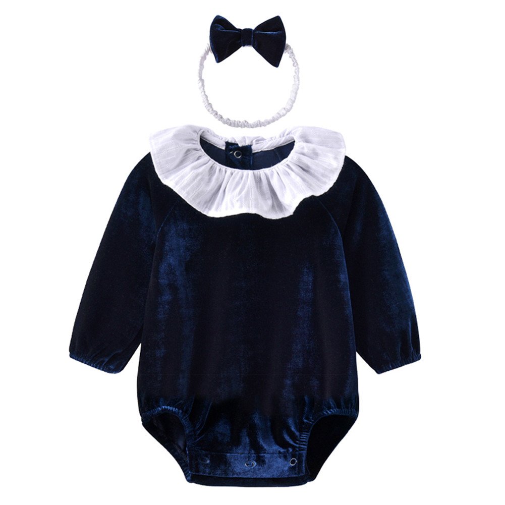 Velvet Baby Girl Bodysuit with Headband - Newborn Princess Outfit for Photo Shoots, Christening & Special Occasions