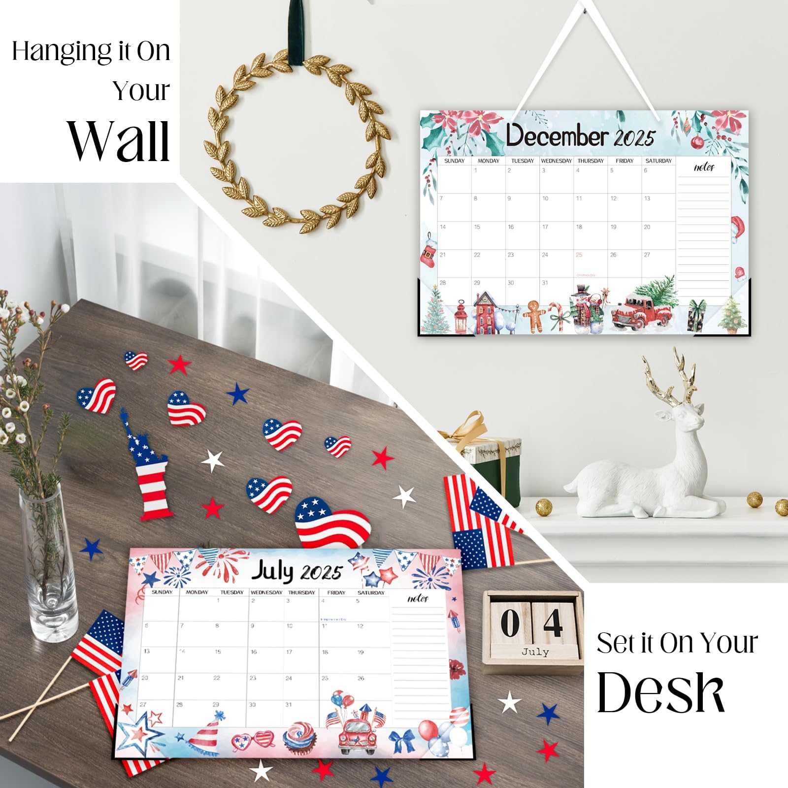 Guasslee 2025-2026 Monthly Desk Calendar | 19-Month Planner (June 2025 - December 2026) | 17