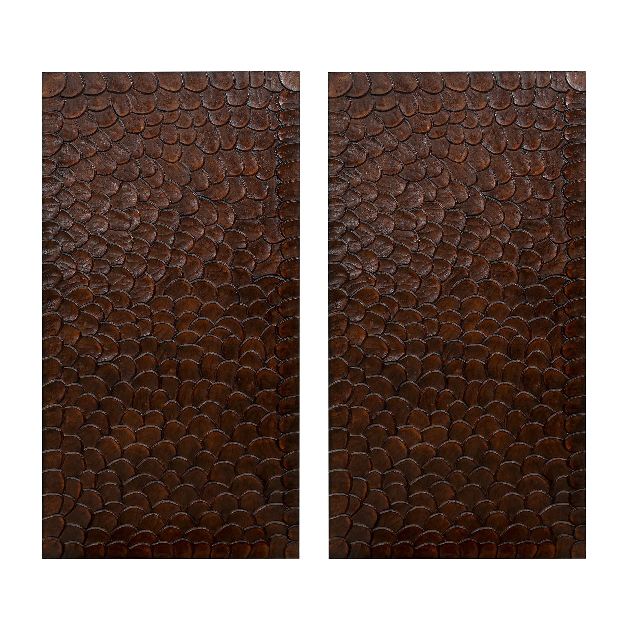 Handmade Wooden Wall Art Decor - Set of 2 Burnt Finish Wall Plaques 24x48 Inch - Elegant Sculptural Panels for Living Room, Bedroom or Office Decor | Perfect for Home, Office & Wedding Venue Decoration