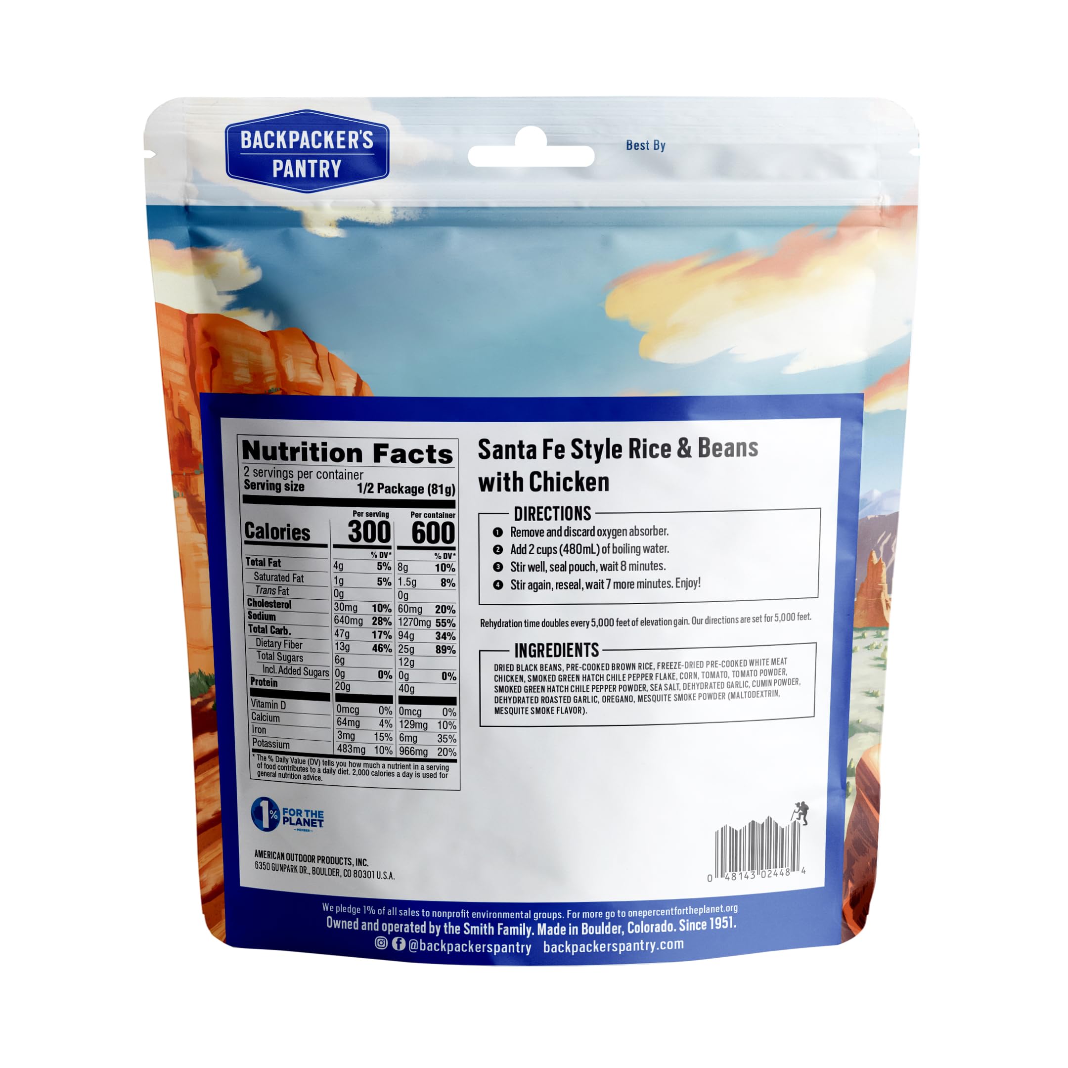 Backpacker's Pantry Santa Fe Rice & Beans with Chicken | Freeze Dried Backpacking & Camping Meal | Lightweight Emergency Food | Perfect for Hiking, Travel & Outdoor Adventures (1 Count)