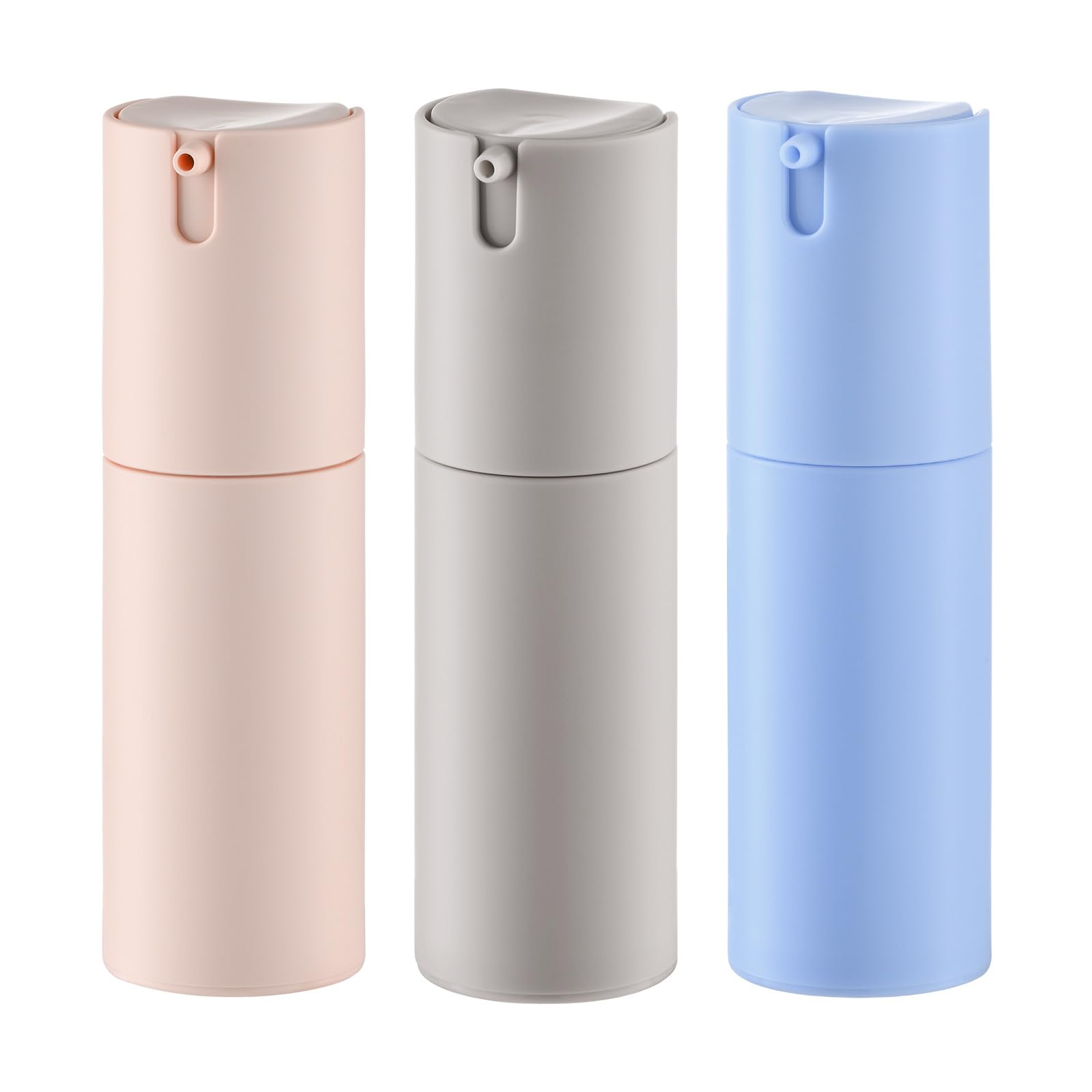 1 oz Airless Pump Bottles for Travel - Leak-Proof Plastic Lotion Containers (3-Pack, Multicolor) | Perfect for Skincare, Moisturizers, Serums & Cosmetics On-The-Go