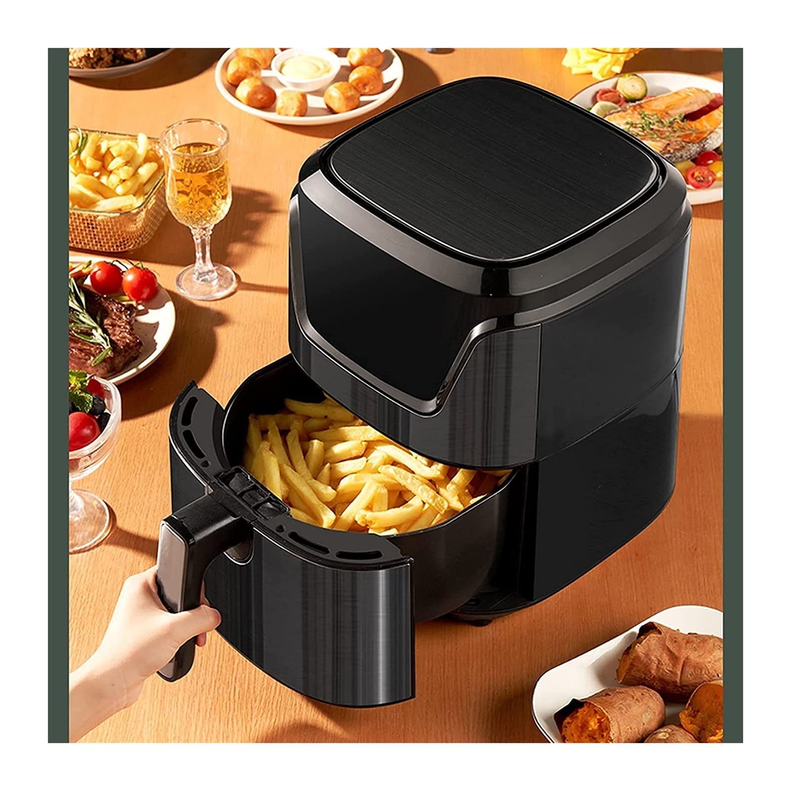 HHWKSJ 4.5L Air Fryer Oven - 1500W One-Touch Digital Screen with Preheat & Delay Start for Healthy Frying, Roasting, Baking, Grilling | Perfect for Family Dinners, Quick Meals & Low-Fat Cooking