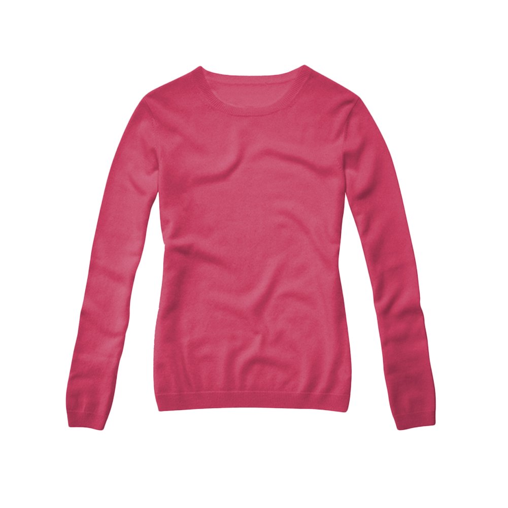 Parisbonbon Women's 100% Cashmere Crew Neck Sweater - Soft & Warm Hot Pink Pullover, Size S | Perfect for Winter, Office & Casual Outfits