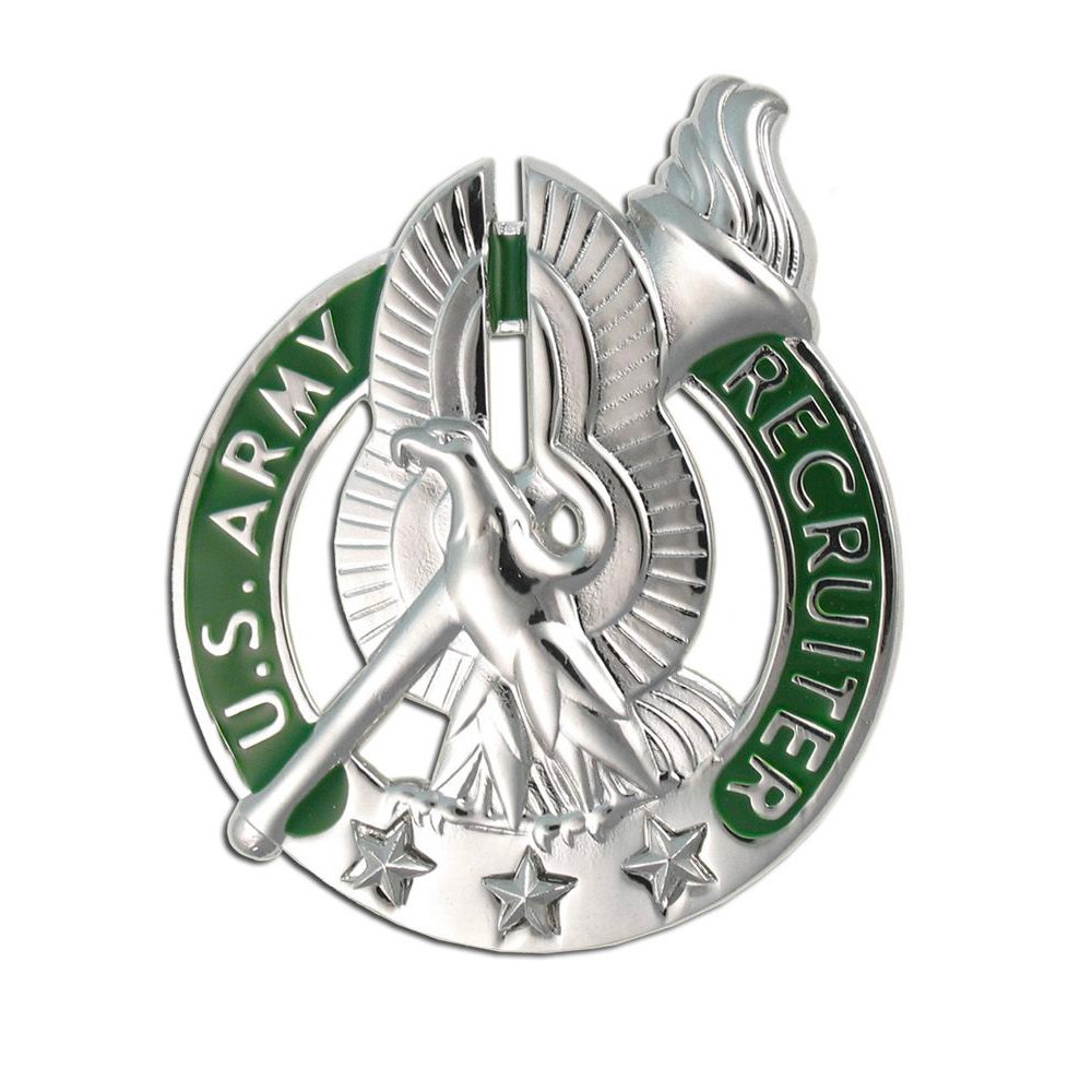 Army Recruiter Badge - Silver Mirror Finish Military Insignia for Uniform & Collection | Perfect for Veterans, Collectors & Ceremonial Events