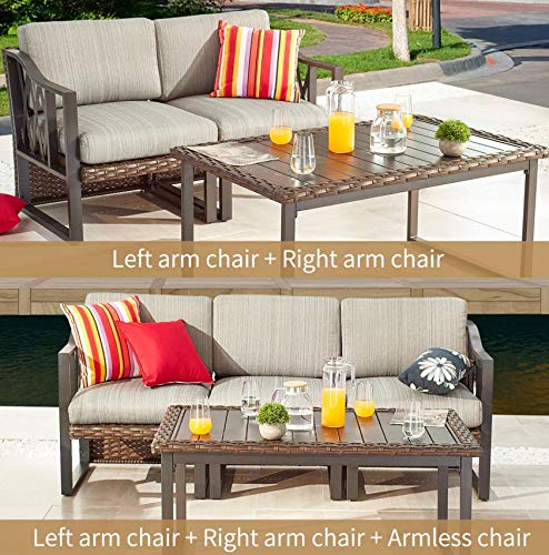 PatioFestival 5.5 Inch Cushioned Outdoor Conversation Set - All-Weather Wicker Furniture with Thick Cushions (8-Piece) for Backyard, Garden & Poolside Relaxation