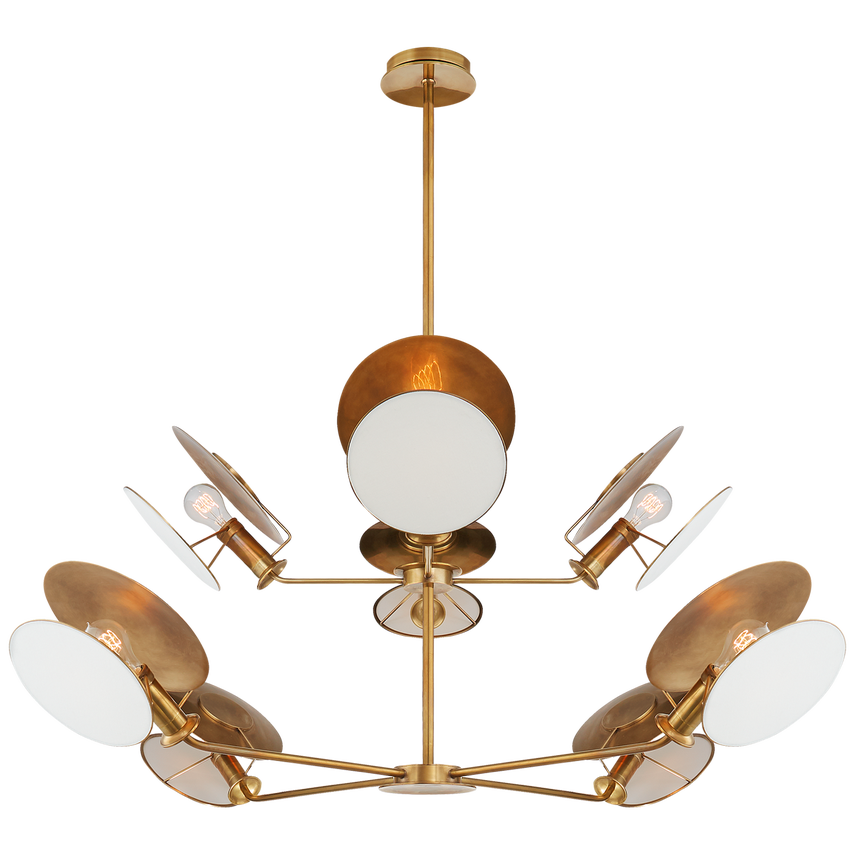 Apollo Large Antique Brass Reflector Chandelier - Elegant Vintage Ceiling Light Fixture for Dining Room, Living Room & Bedroom Lighting