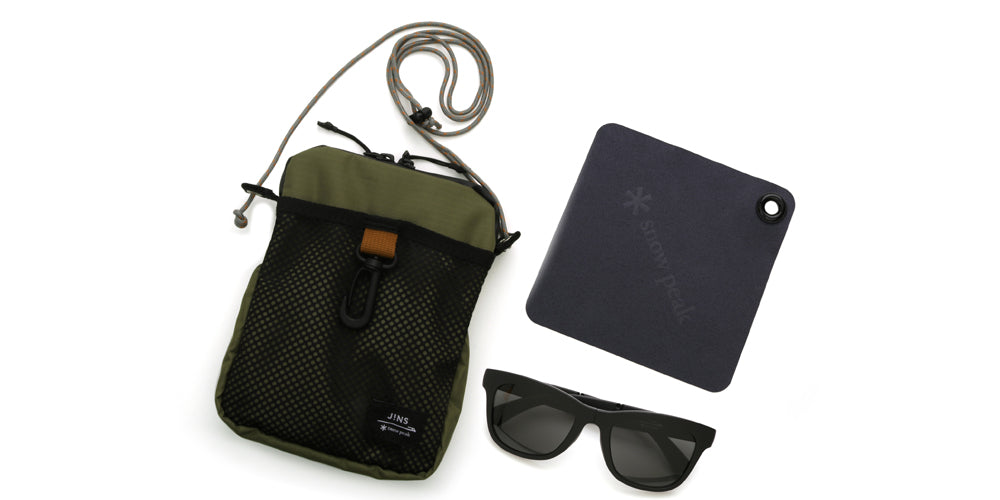 JINS x Snow Peak Folding Sunglasses 013 - Lightweight Polarized Sunglasses for Outdoor Activities, Hiking, and Travel