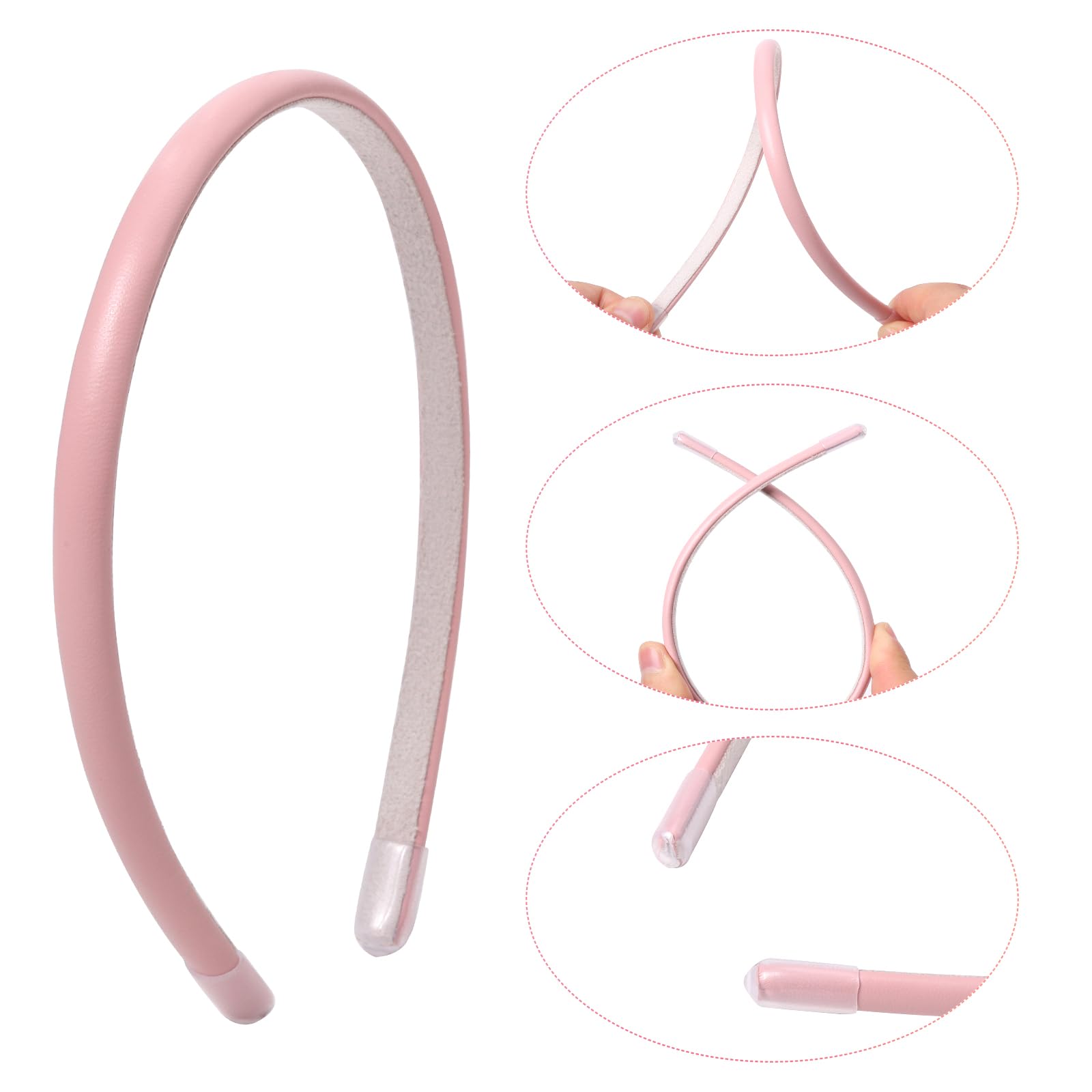 Fishdown Thin Headbands for Women & Girls - Skinny Solid Leather Headband Hair Accessories for Work, Yoga, Running & Daily Wear