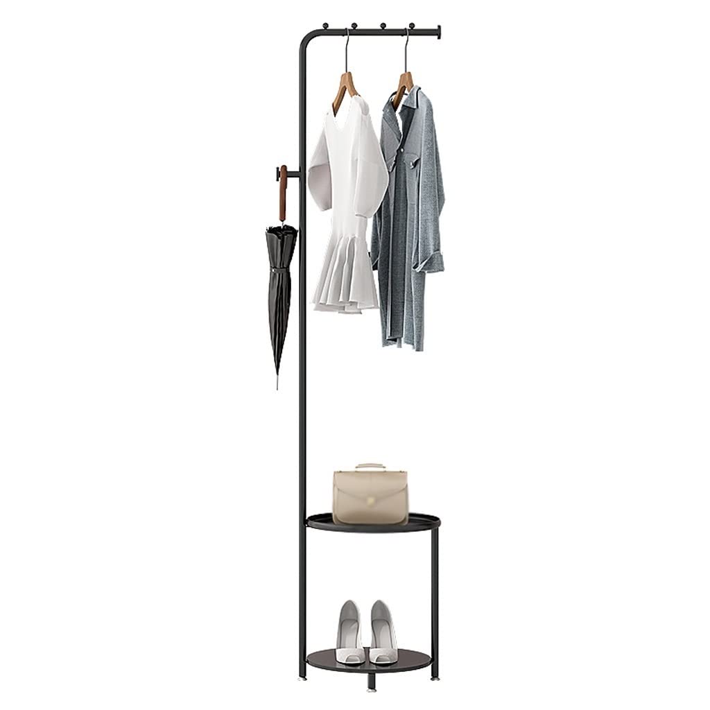 Freestanding Coat Rack with Shoe Storage - Heavy Duty Metal Floor Standing Coat Hanger for Entryway, Bedroom & Office - Space Saving Corner Coat Tree for Jackets, Hats & Bags - Perfect for Home, Apartment & Dorm Organization