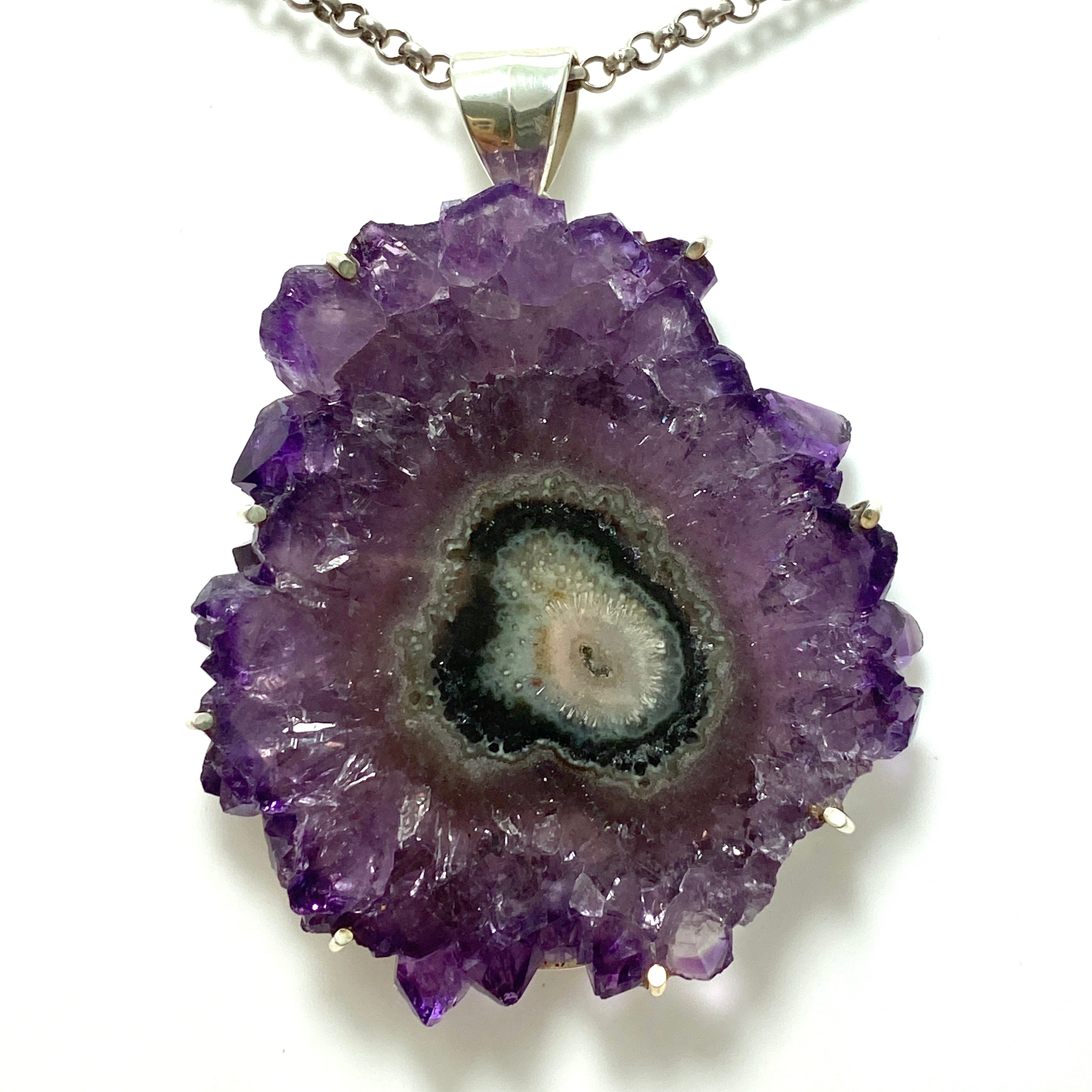 Natural Amethyst Stalactite Pendant Necklace - 68mm Healing Crystal Jewelry (GPJ10) for Meditation, Energy Cleansing & Spiritual Gifts