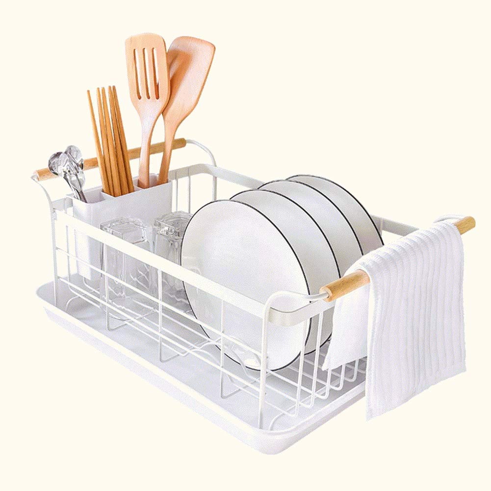 Stainless Steel Dish Drainer & Cutlery Holder - Multifunctional Kitchen Utensil Organizer with Wrought Iron Chopsticks Rack - Perfect for Drying Dishes, Storing Silverware & Organizing Kitchen Countertops