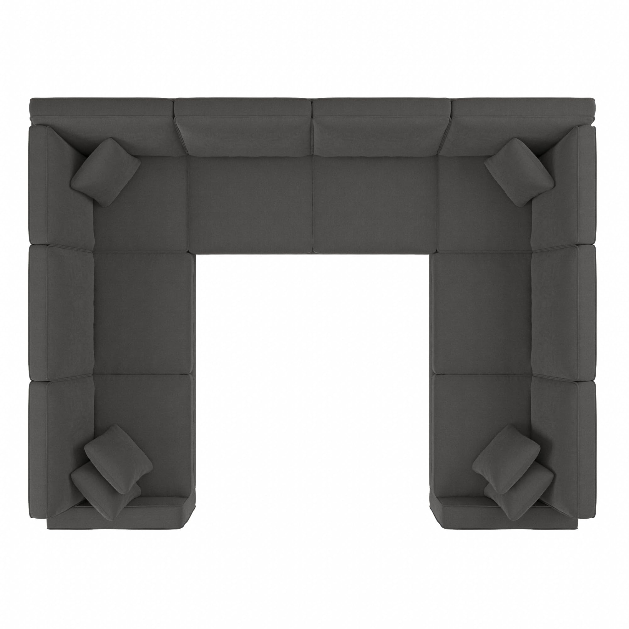 Bush Furniture 125 Inch U-Shaped Sectional Sofa - Modern Living Room Couch with Pet-Friendly Fabric, Stockton Collection, Charcoal Gray Herringbone - Perfect for Family Gatherings & Home Theater Setup