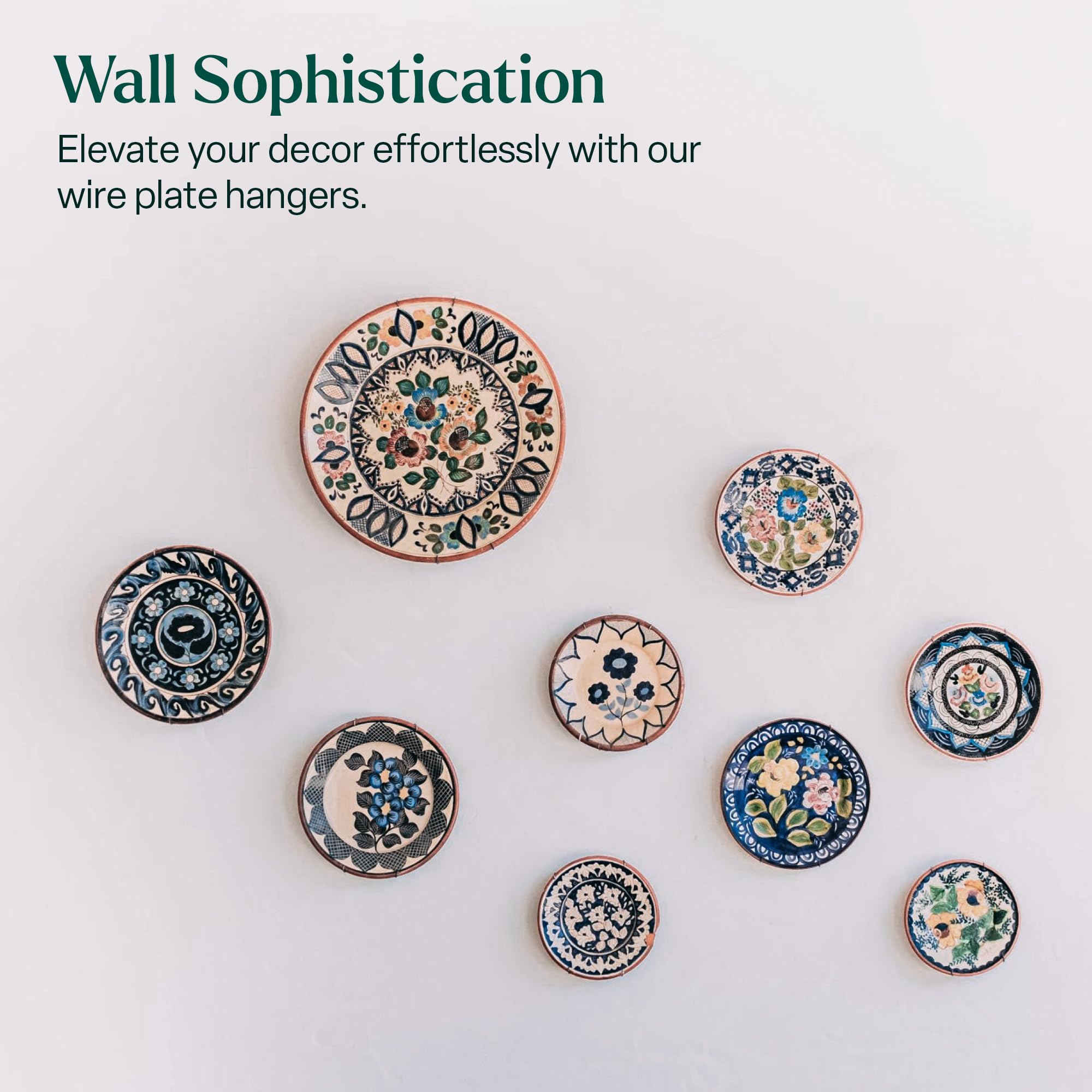 Invisible Plate Hangers for Wall - Decorative Dish Display Holders with Spring Hook | White Plate Hanger (5x7.5 Inch, 13x19cm) | Perfect for Hanging Plates, Platters & Decorative Dishes on Walls in Kitchens, Dining Rooms & Living Spaces
