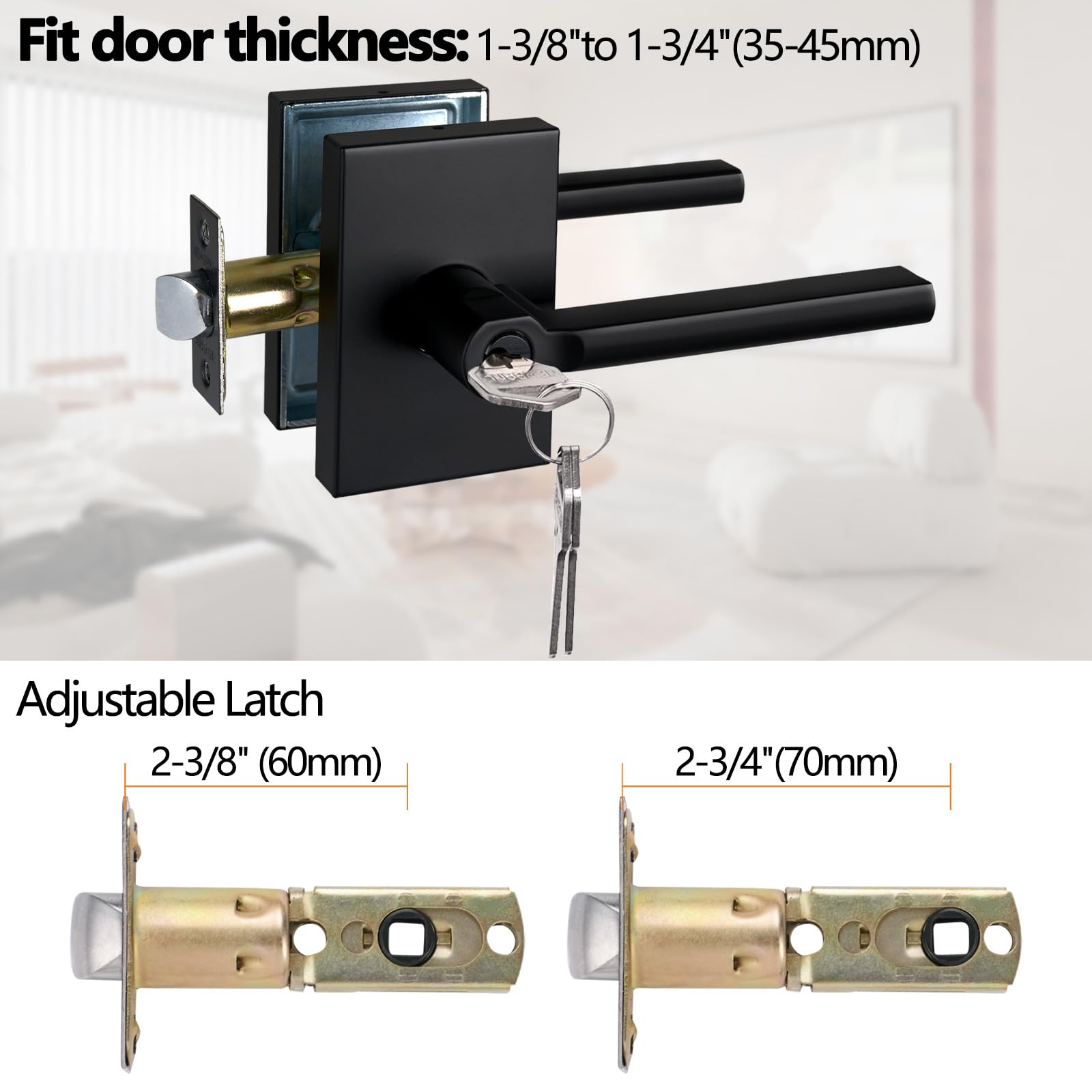 Heavy Duty Keyed Entry Lever Lock for Exterior Door - Matte Black Finish - Secure Front Door Handle with Keyed Entry (1 Pack) | Perfect for Homes, Offices & Commercial Buildings - Weather Resistant & Durable Door Lock Solution