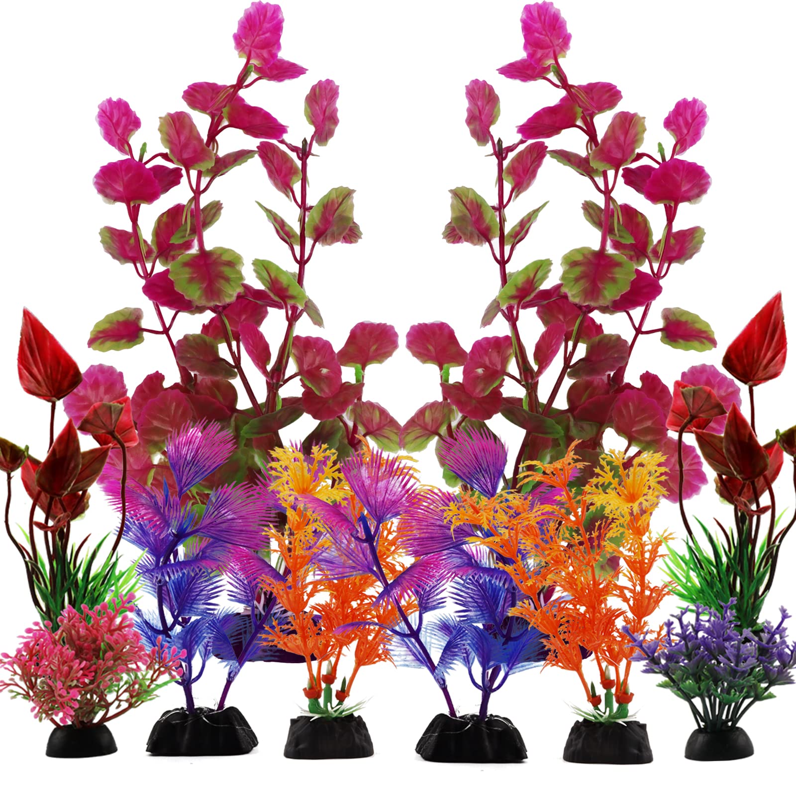**Pietypet 10pcs Aquarium Decorations - Colorful Plastic Plants for Fish Tanks, Aquarium Accessories | Perfect for Freshwater & Saltwater Tanks, Betta Fish Habitats**