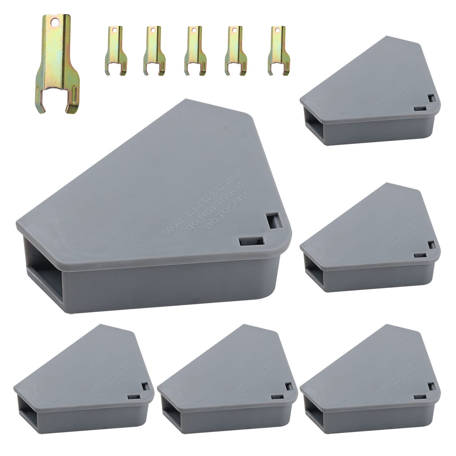 6 Pack Grey Key Lock Mouse Station - Secure Indoor & Outdoor Rodent Control for Homes, Garages & Sheds | Child & Pet Safe Mouse Trap with Keys Included