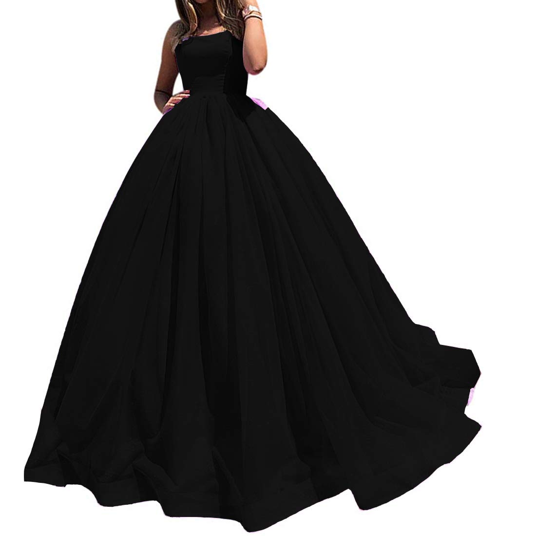 Lemai Women's Elegant Spaghetti Strap Ball Gown - Organza Long Prom Dress for Weddings & Formal Events - Perfect for Homecoming, Quinceañera & Evening Galas