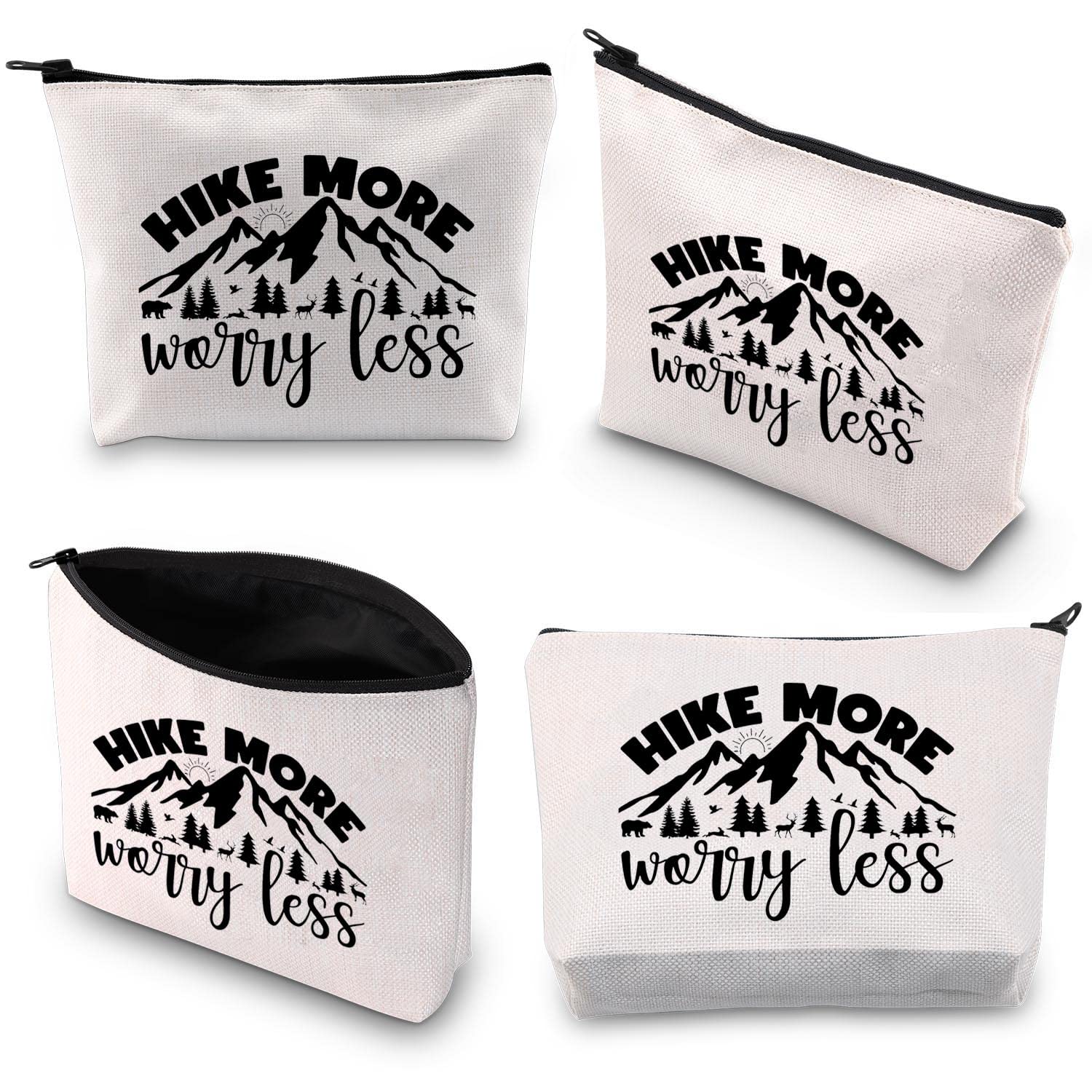 BDPWSS Hiking Makeup Bag - Waterproof & Durable Cosmetic Organizer for Hikers, Campers & Outdoor Enthusiasts - Perfect Gift for Nature Lovers (Hike More Worry Less) - Ideal for Camping Trips, Backpacking & Mountain Adventures