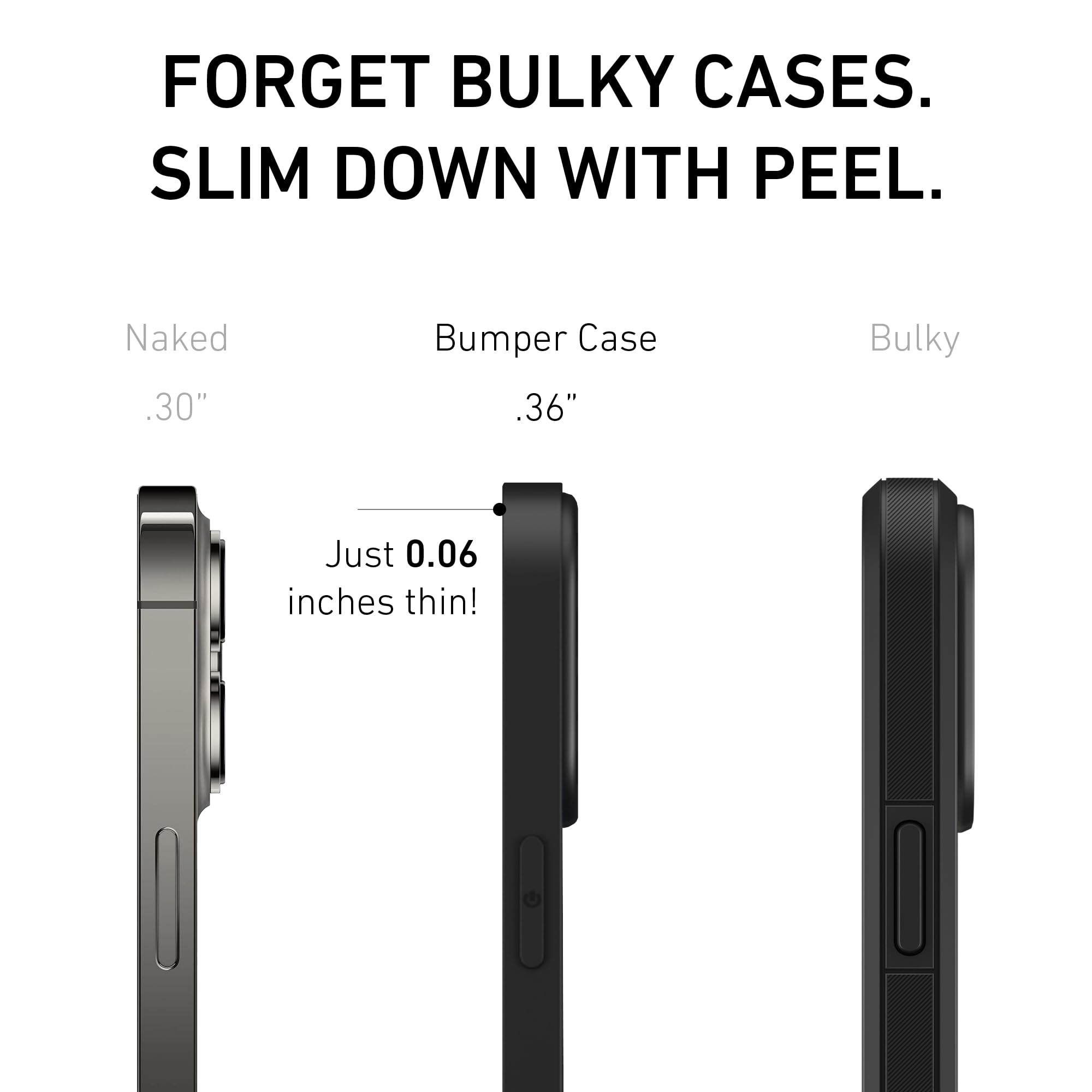 PEEL Ultra-Thin Bumper Case for iPhone 13 Pro Max (Black) | Military-Grade Drop Protection | MagSafe Compatible | Minimalist Design | No Branding | Perfect for Everyday Use & Travel Protection